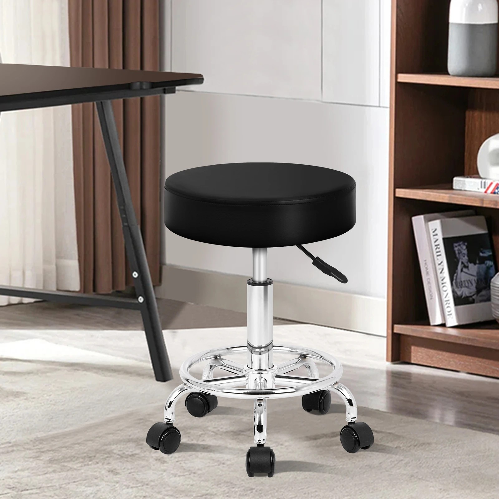 6 Alfordson 2x Salon Stool Round Swivel Barber Hair Dress Chair Gas Lift - Black, 6 of 10