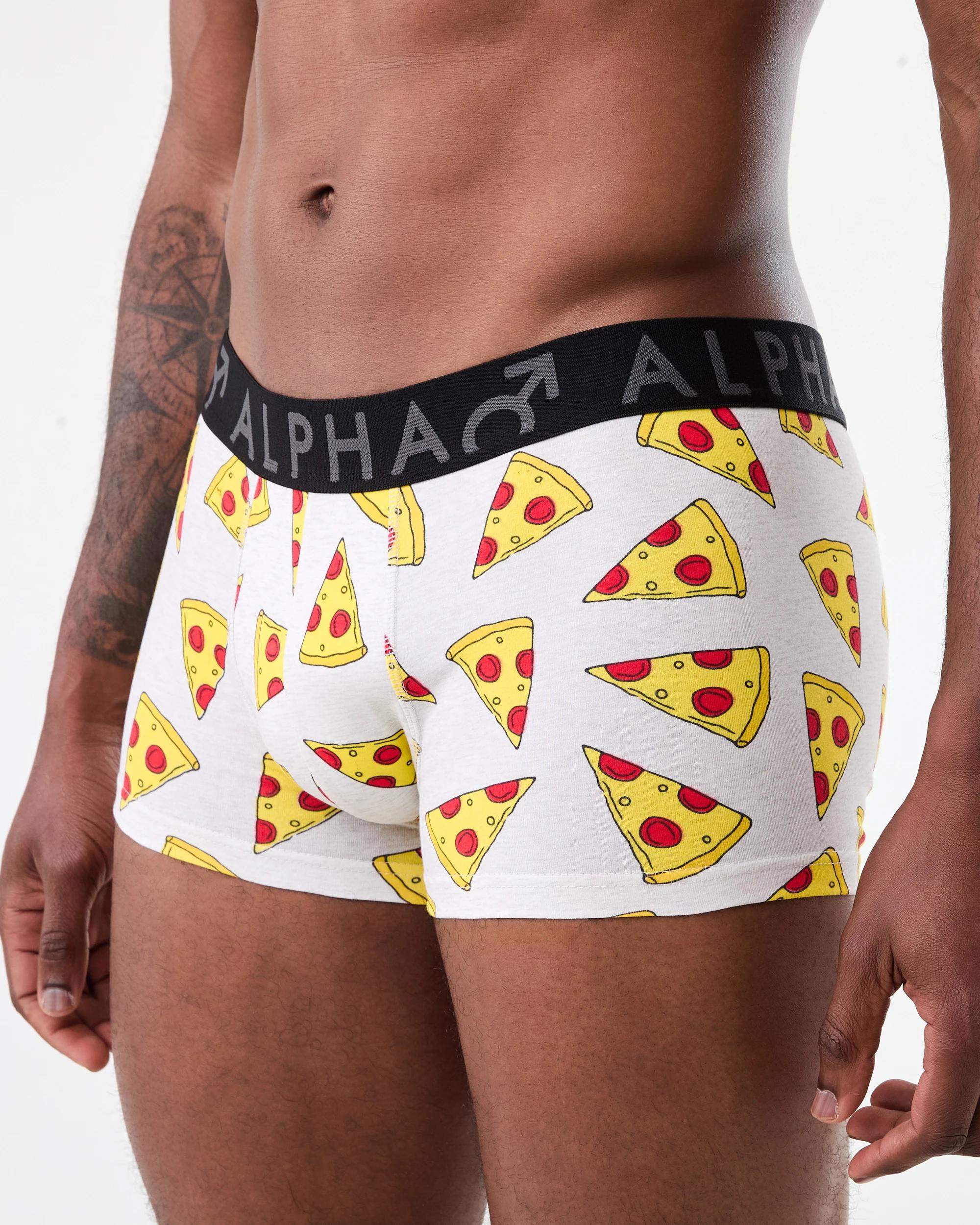 5 3 Pack Print Plain Trunks Gry Pizza, 5 of 8