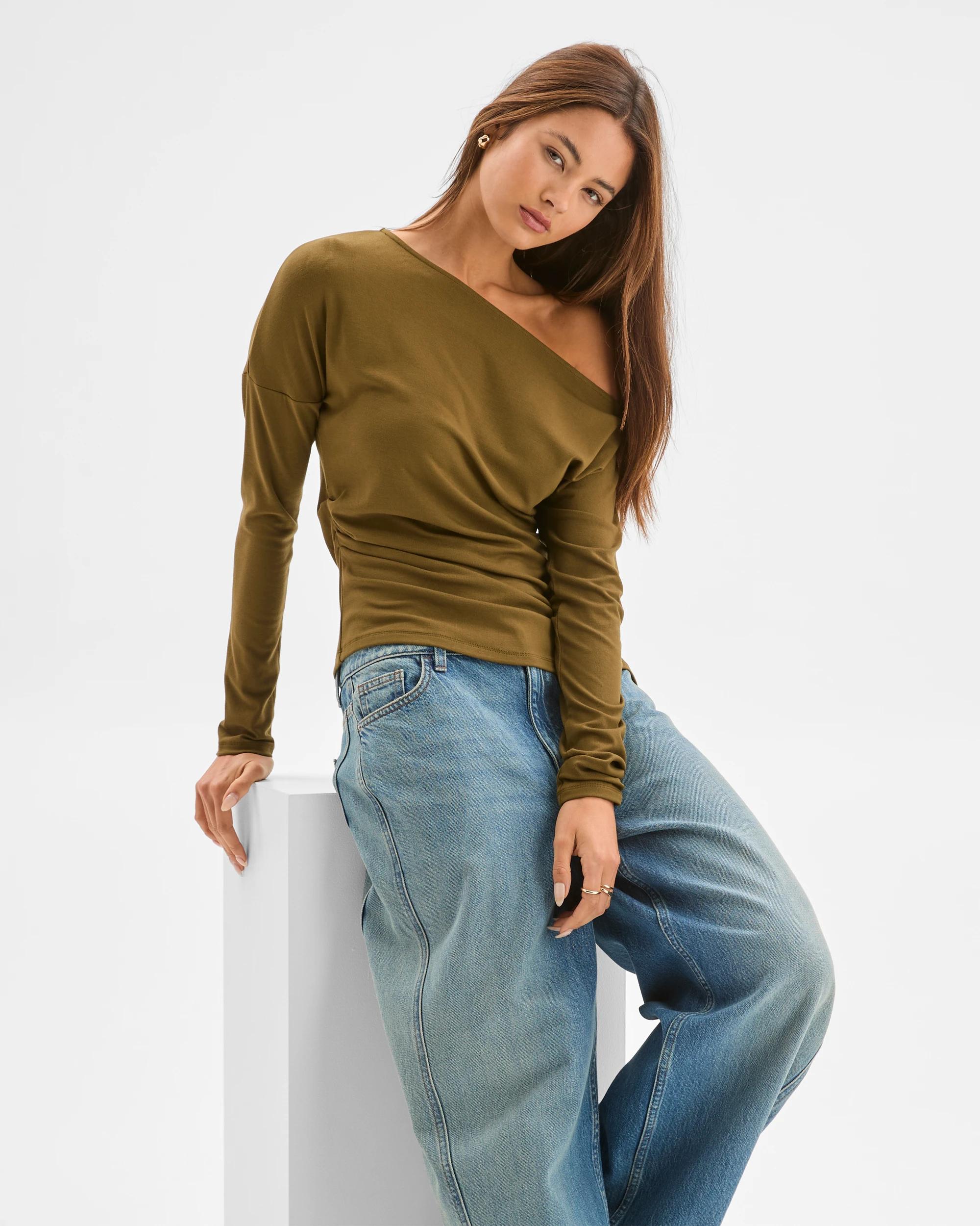 1 Lily Loves Asymmetrical Top DEEP MOSS, 1 of 6