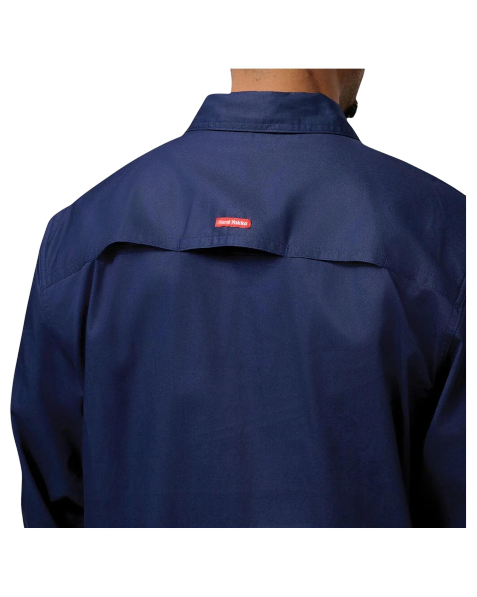 7 Hard Yakka 2 Pack Mens Long Sleeve Lightweight Drill Ventilated Shirt NAVY, 7 of 8