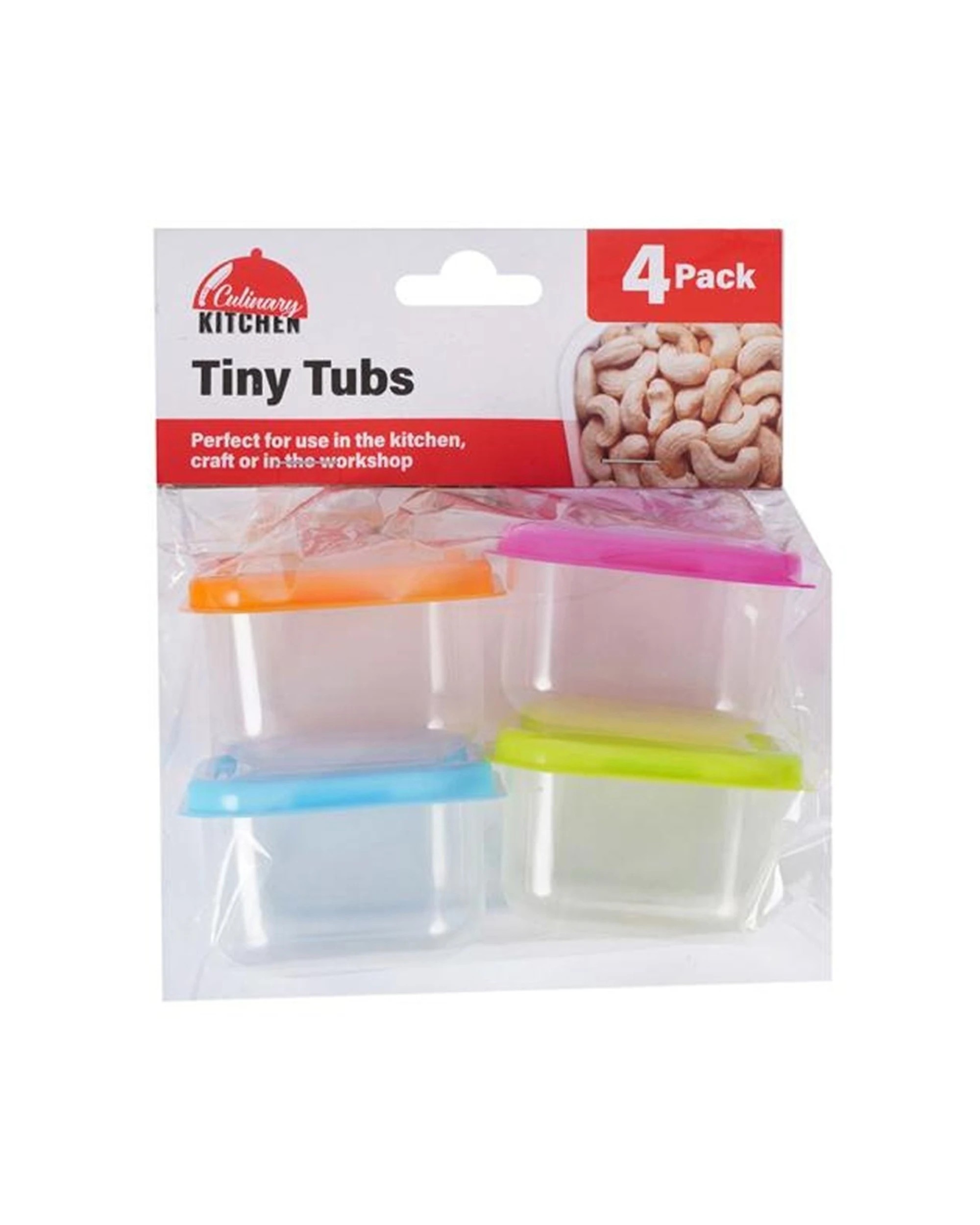 1 Brazco 4pc Mini Plastic Food Storage Containers With Colourful Lids 6.5x5.5x4cm - Multi, 1 of 2