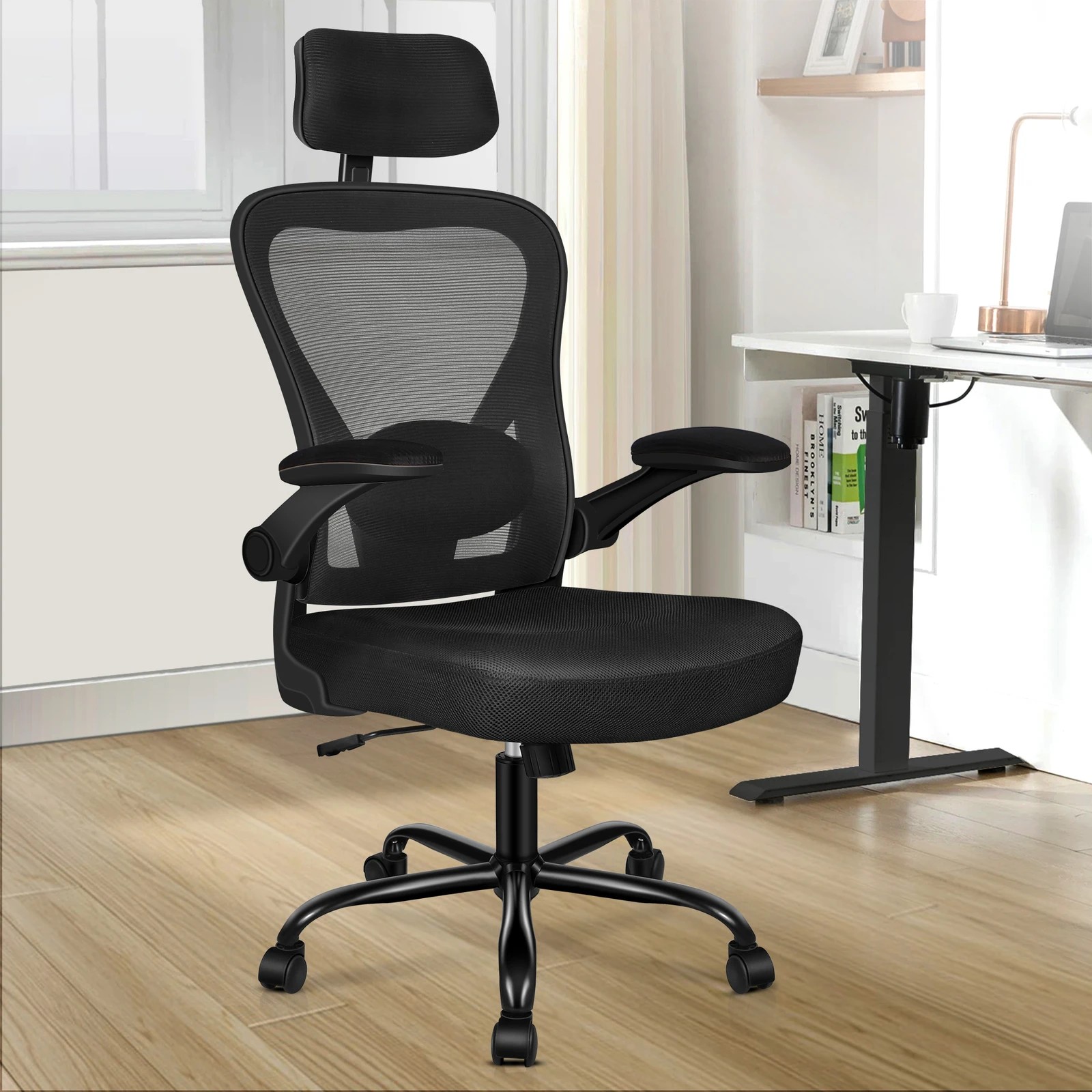 2 Alfordson Mesh Office Chair Executive Computer Gaming Fabric Seat Tilt - Black, 2 of 10