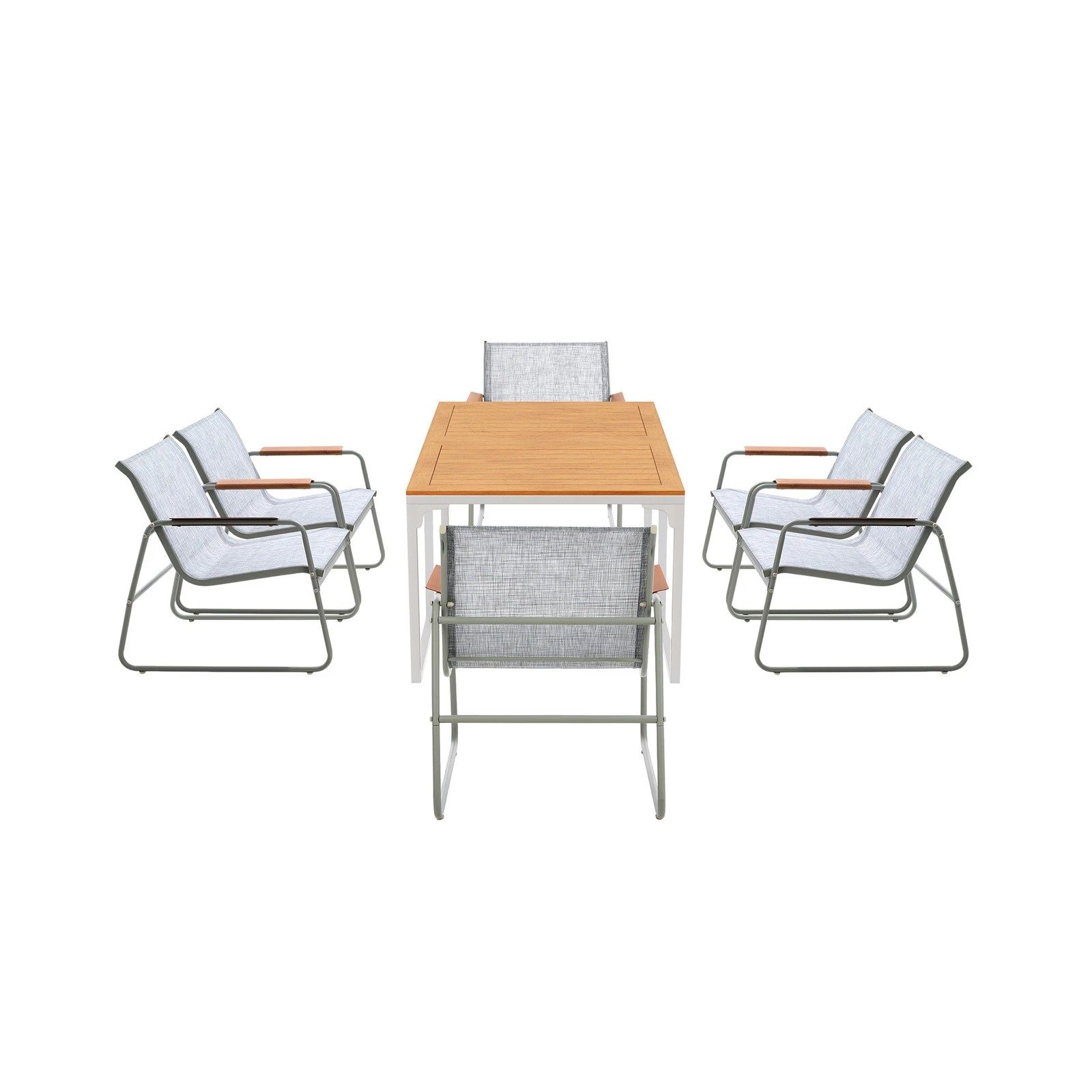 7 Livsip 6 Seater Outdoor Dining Set Patio Table Chairs Textilene Furniture - Multi, 7 of 8