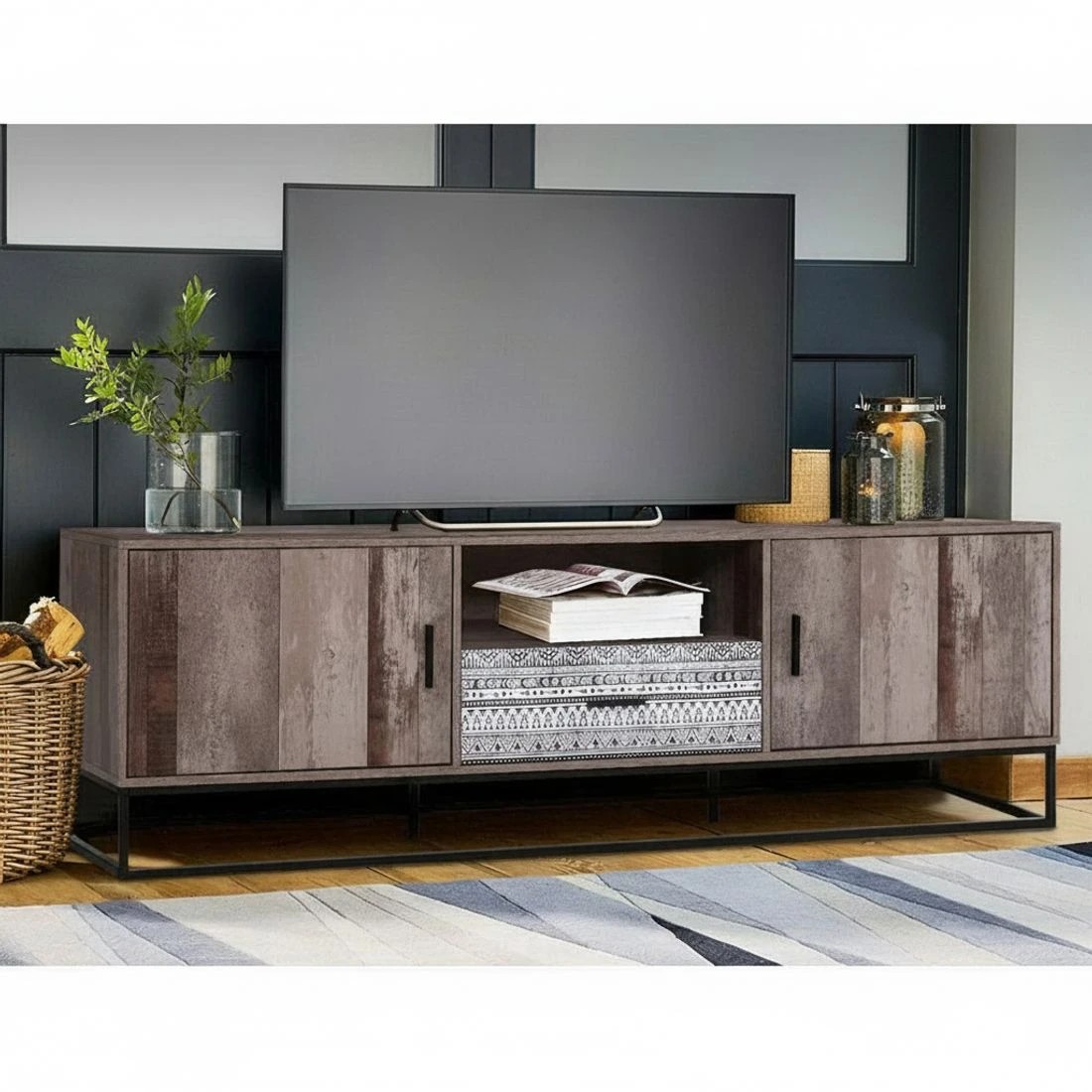 7 Artiss TV Cabinet Entertainment Unit 180cm Industrial - Brown, 7 of 7