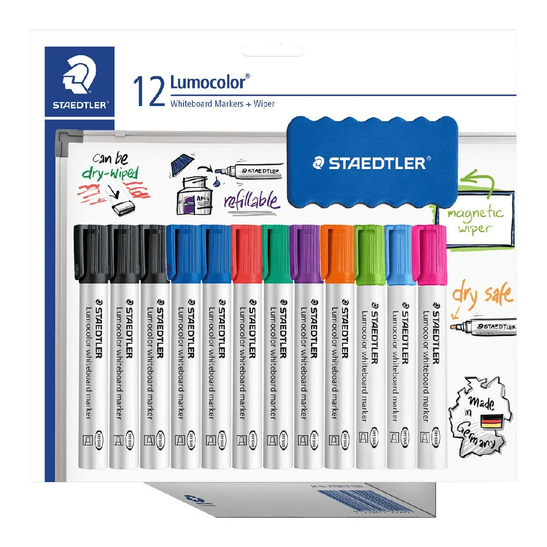 1 Staedtler Lumocolor Whiteboard Marker Bullet Assorted 12 Pack, 1 of 5