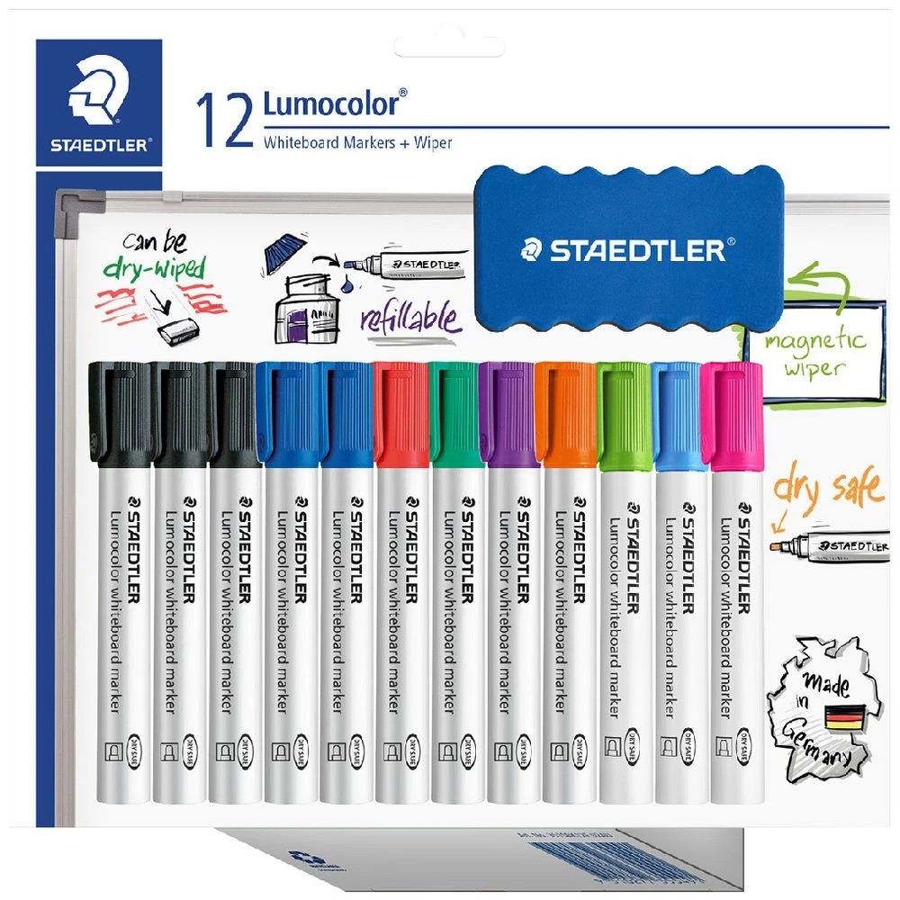 1 Staedtler Lumocolor Whiteboard Marker Bullet Assorted 12 Pack, 1 of 5