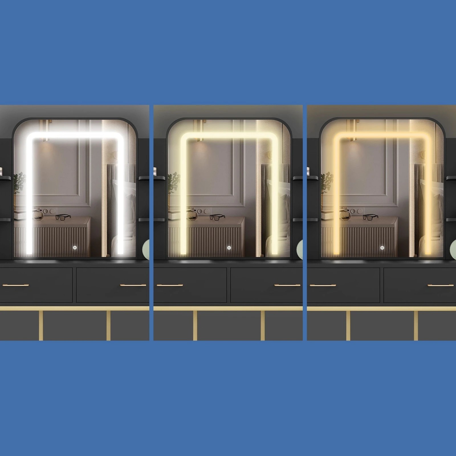 5 Alfordson Dressing Table Stool Set Makeup Mirror LED Vanity Desk Metal - Black, 5 of 10