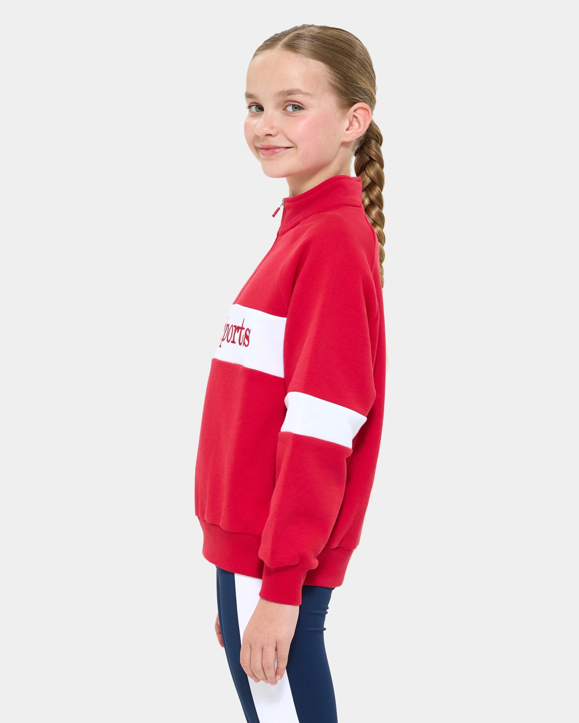 3 Fila Kids Quarter-Zip Fleece Jumper RED, 3 of 6