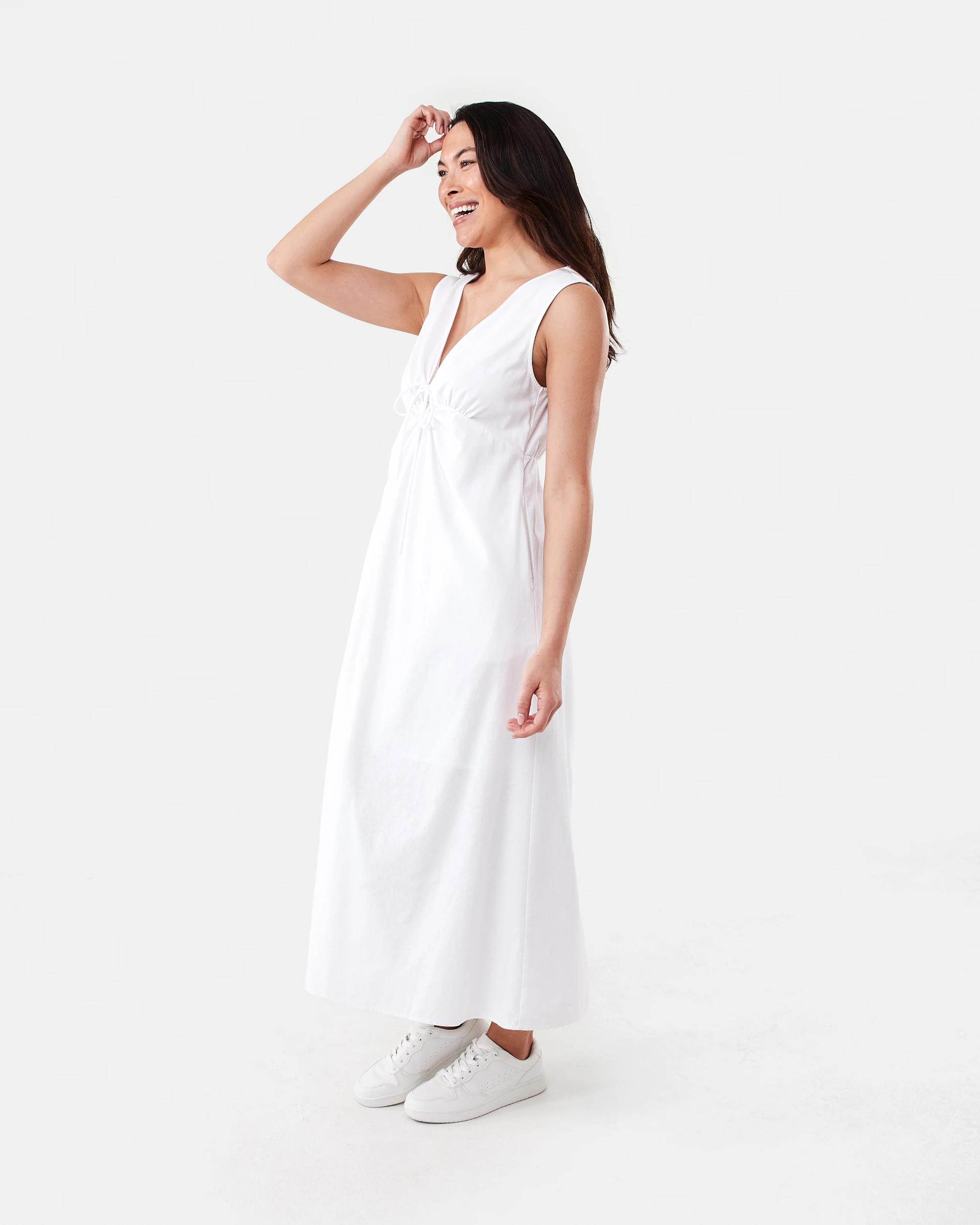 2 Sleeveless Keyhole Maxi Dress White, 2 of 7
