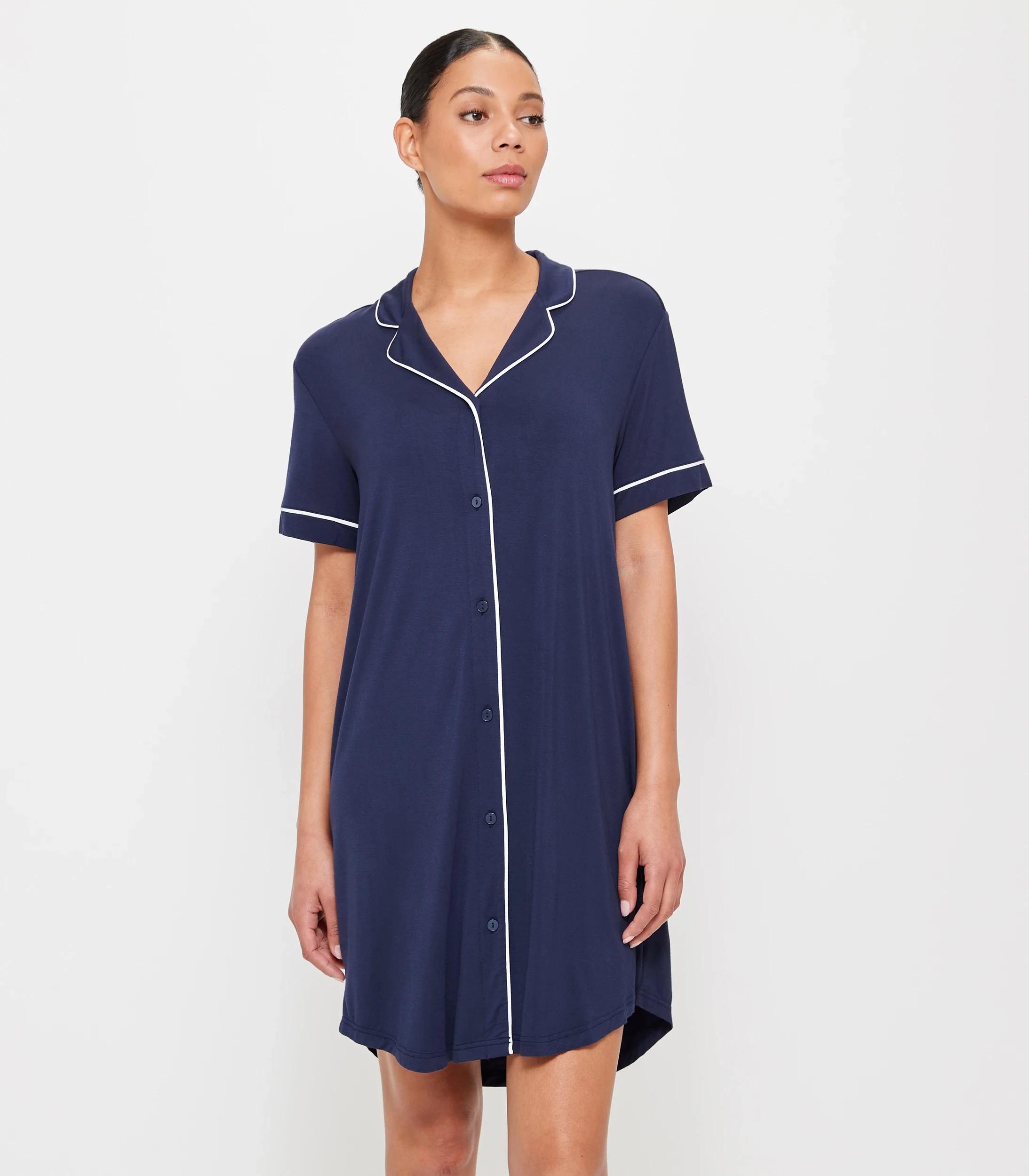 1 Target Soft Comfort Bamboo Sleep Nightie NAVY BLUE, 1 of 6