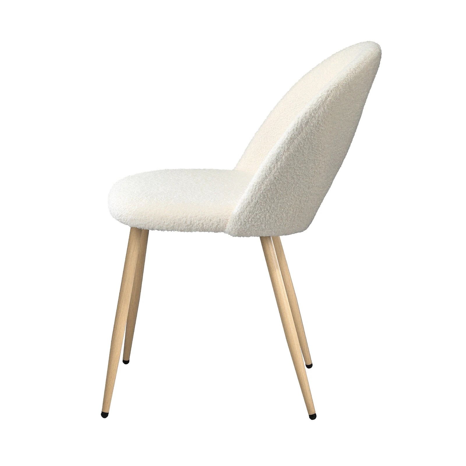 9 Oikiture 4pcs Dining Chairs Sherpa Accent Chair Timber-look Legs
 - White, 9 of 10