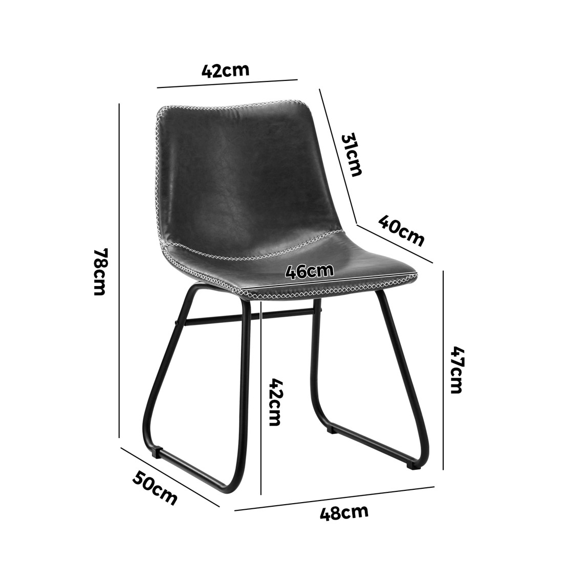 9 Oikiture 2x Dining Chairs Kitchen Chair Lounge Retro Padded Seat Pu
 - Grey, 9 of 10