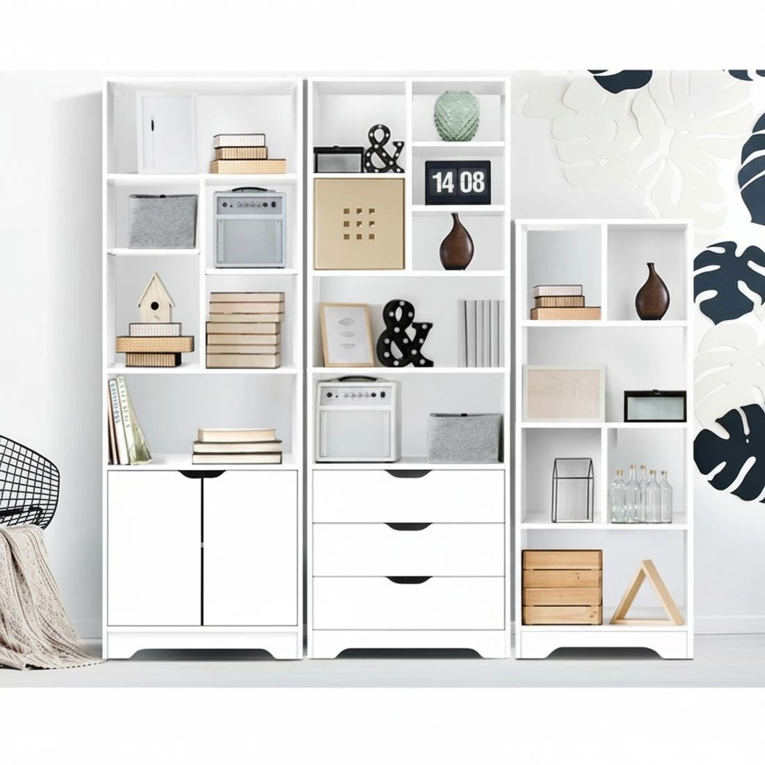 7 Artiss Bookshelf with Drawers - White, 7 of 8