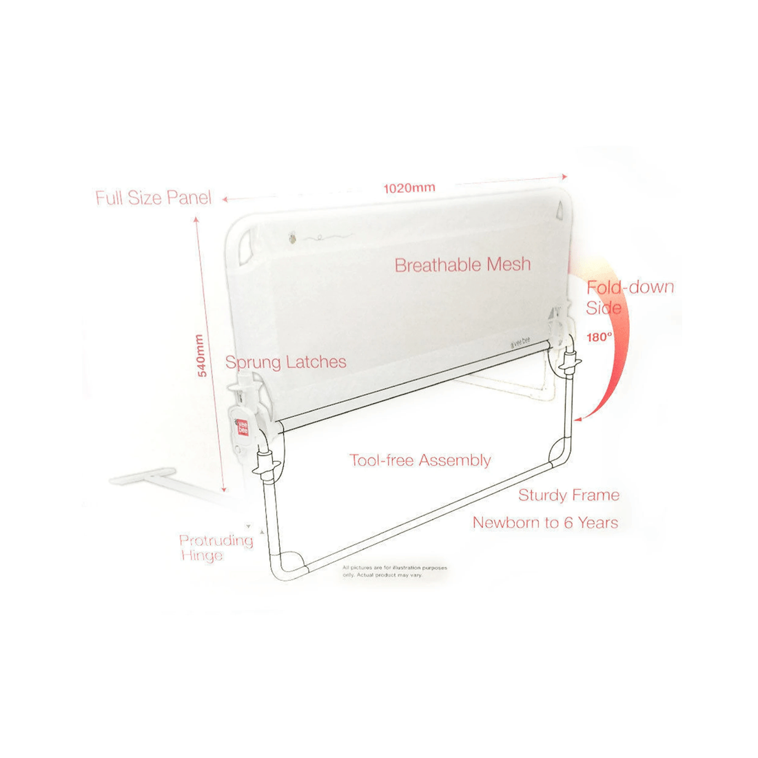 3 102cm White Safety Cot/bed Rail Guard
 - White, 3 of 4