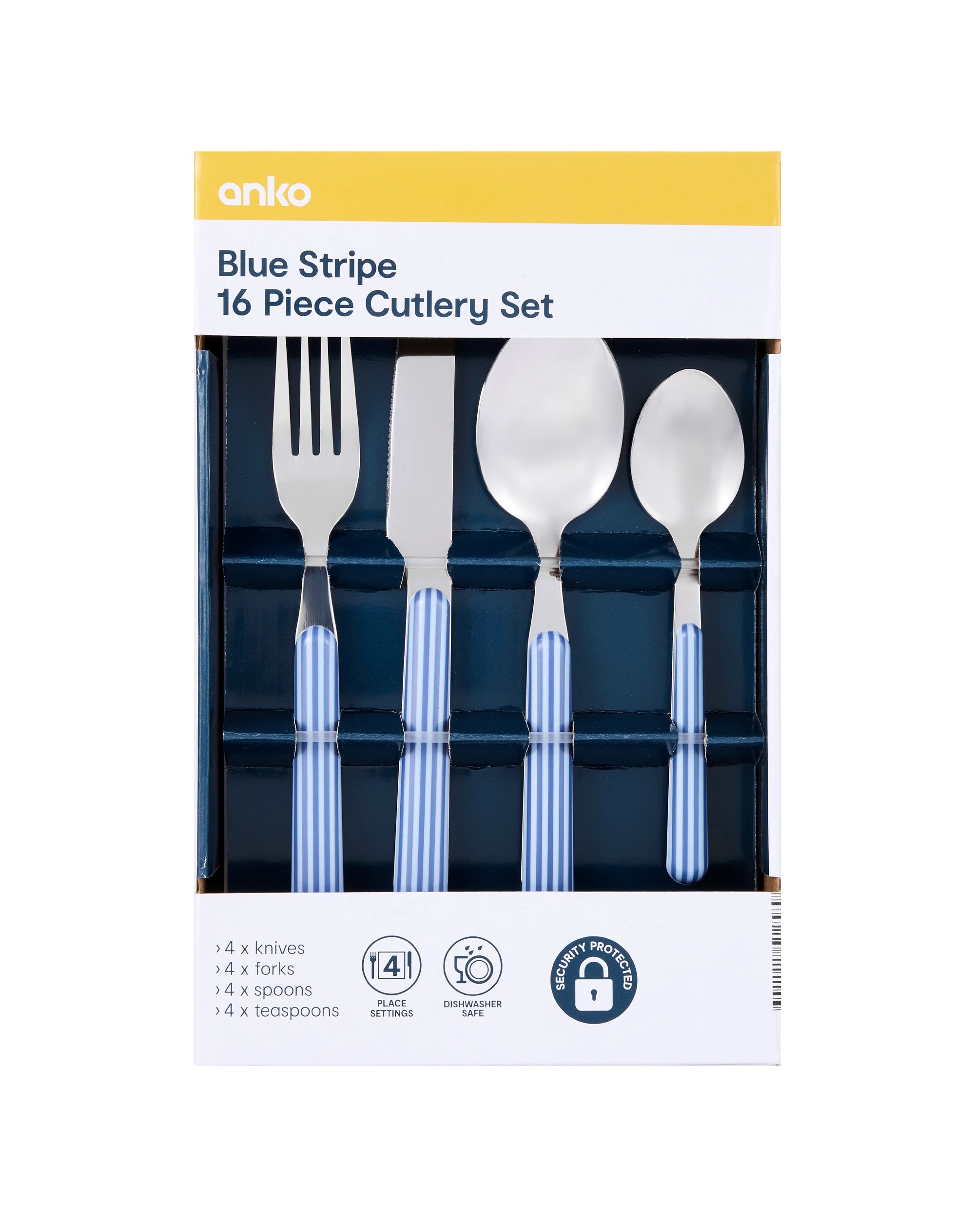5 16 Piece Blue Stripe Cutlery Set, 5 of 5
