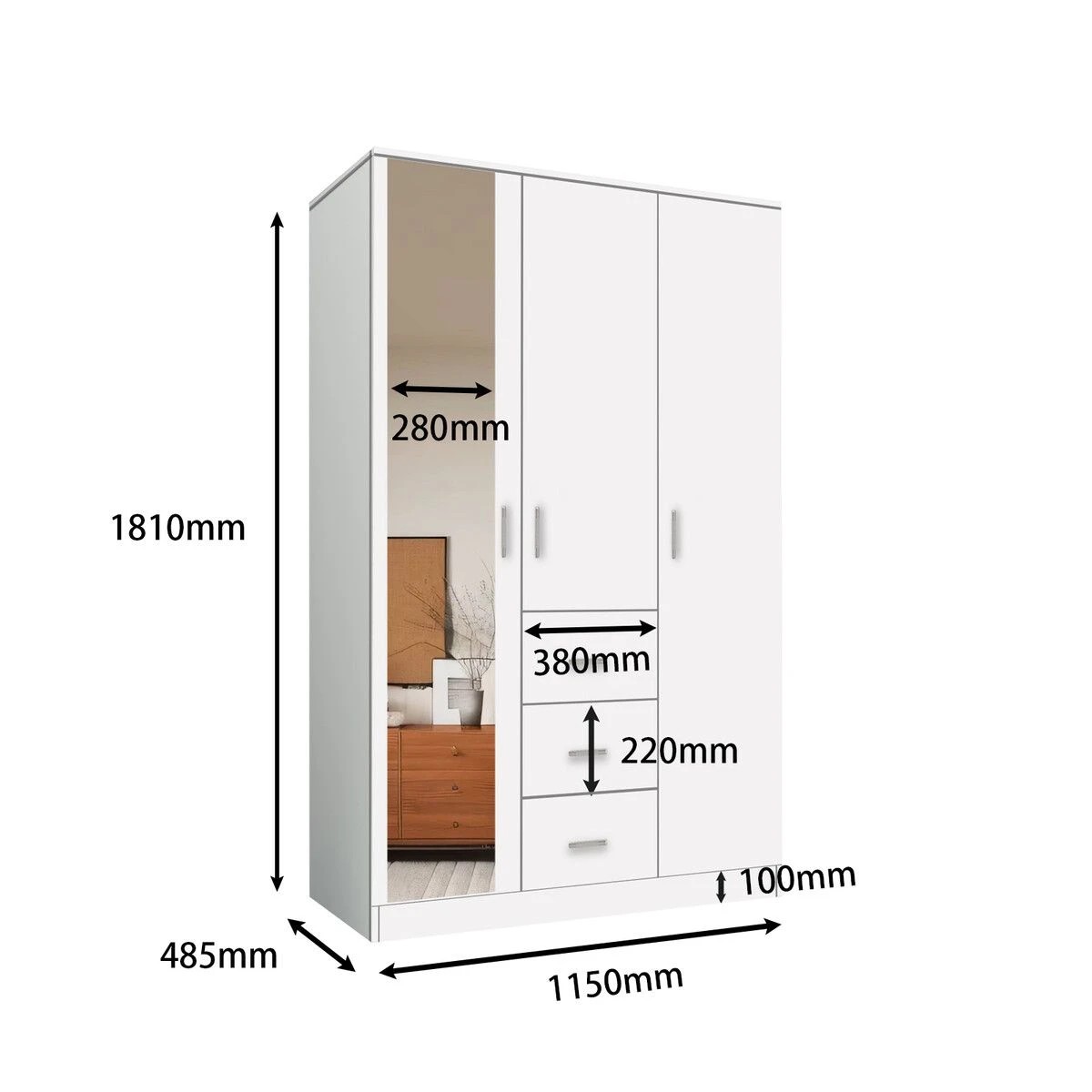 7 Ausway Wardrobe Cabinet Dresser Clothes Storage Organiser Armoire, 7 of 9
