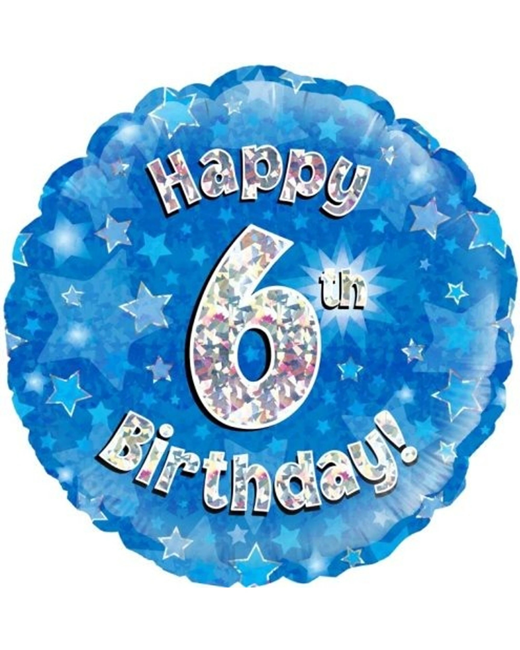 1 Alpen Foil Balloon Holo 6th Happy Birthday Party Decoration 45cm - Blue, 1 of 1