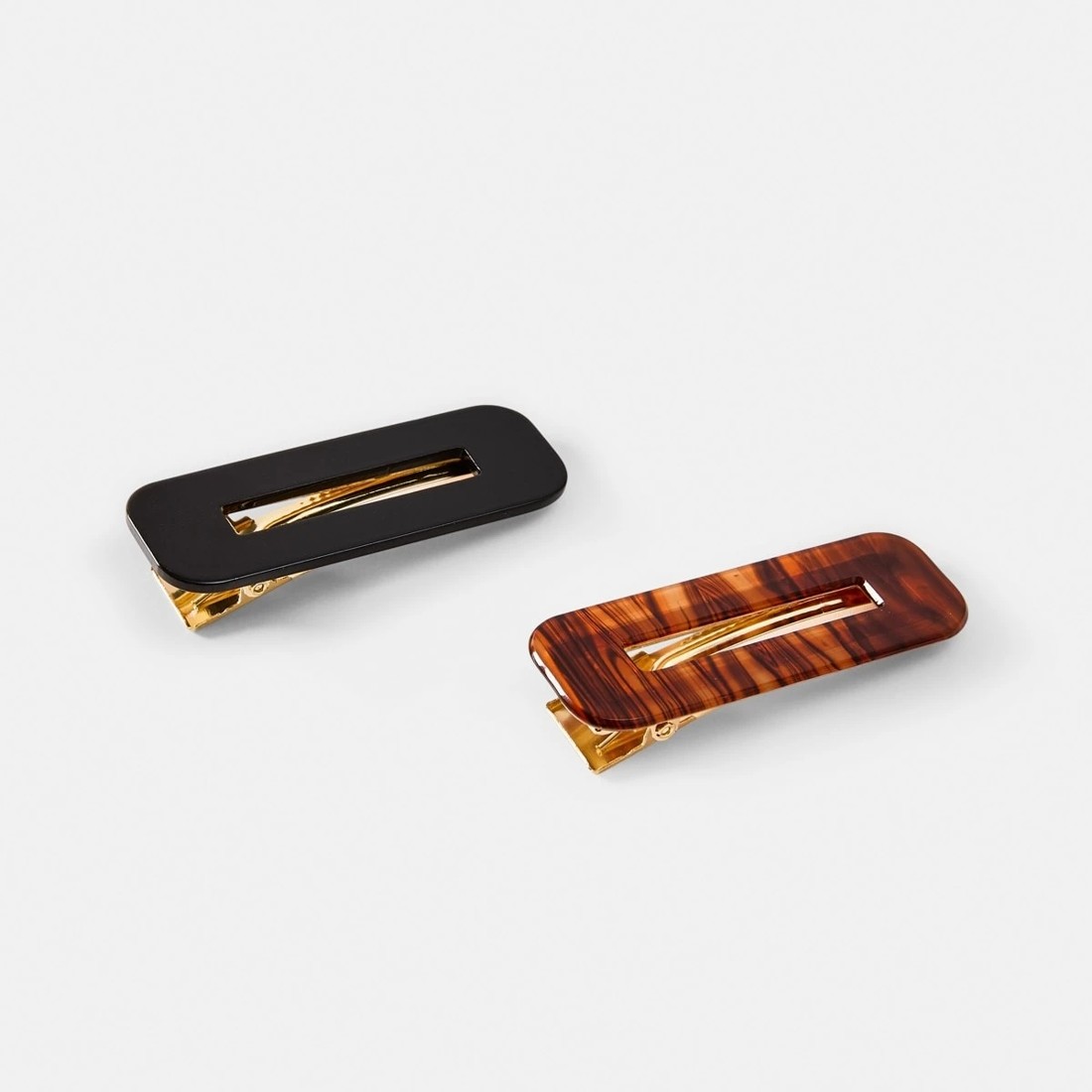 1 2 Pack Black and Brown Acrylic Slide Hair Clips, 1 of 4