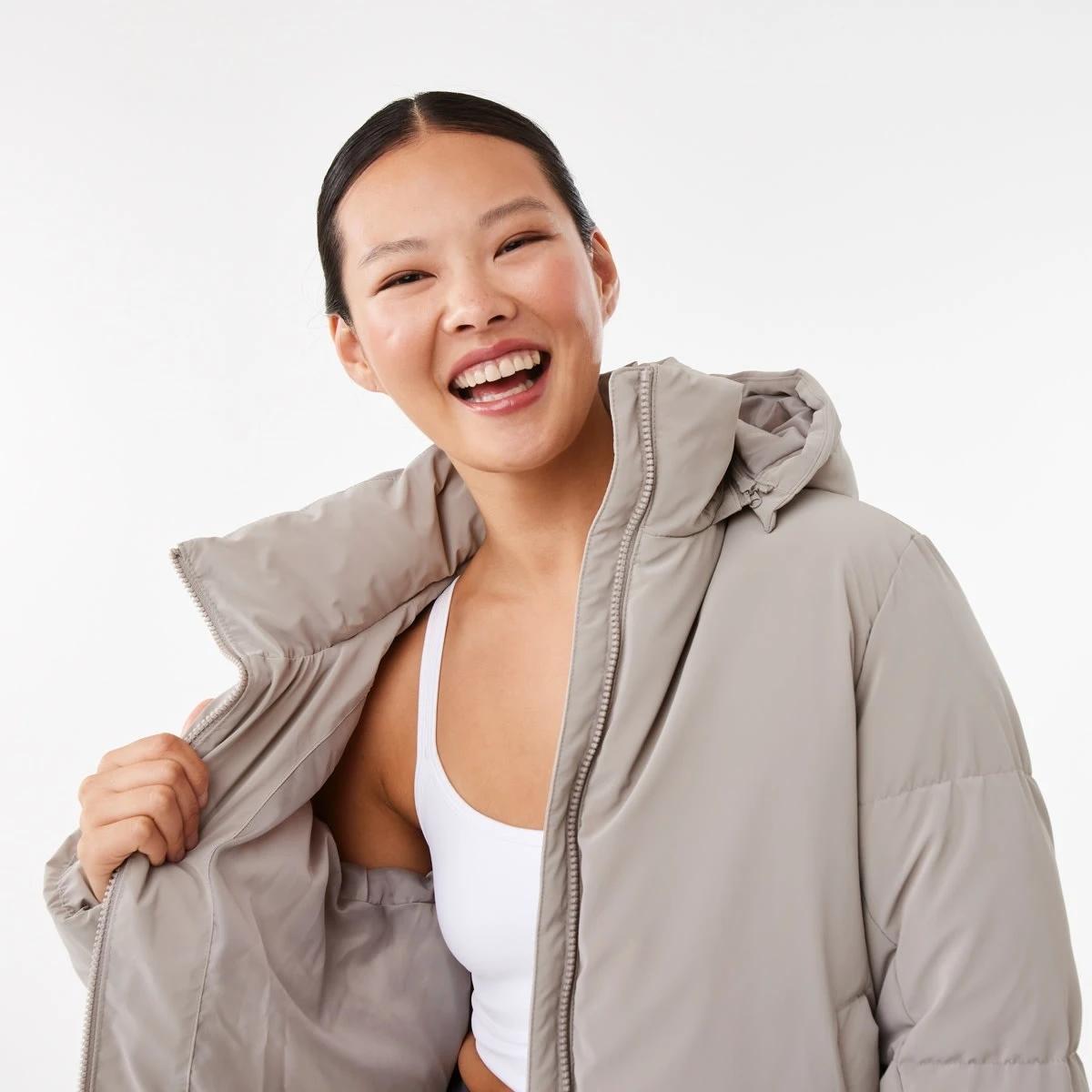 5 Active Womens Mid Length Puffer Jacket Porp Gry, 5 of 8