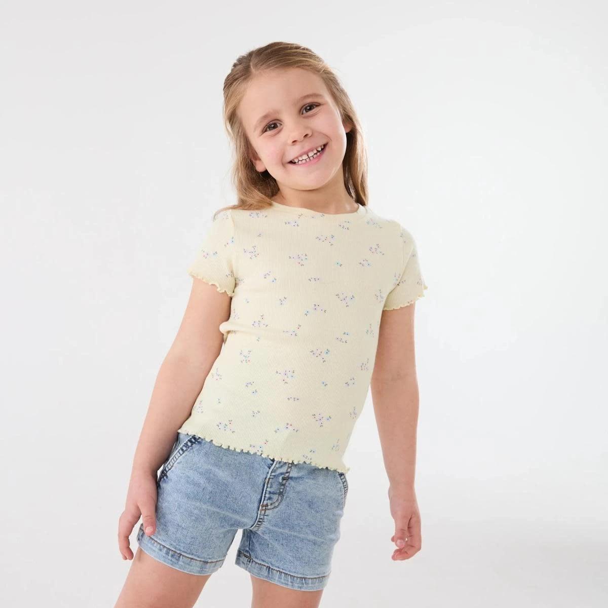 1 Short Sleeve Rib T-shirt BLUSH BLOOMS FLORALS SORBET, 1 of 7