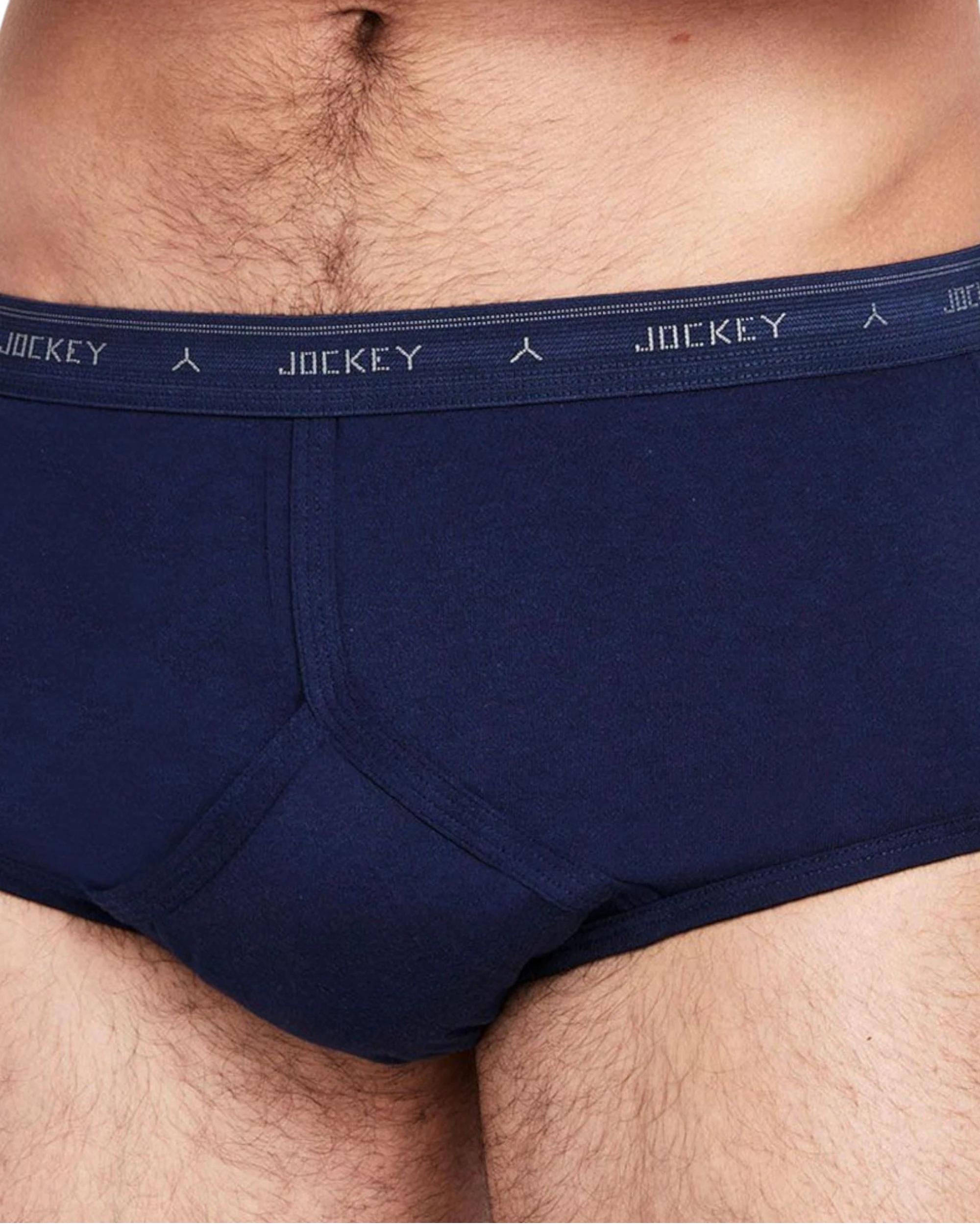 3 Jockey 3 Pack Navy Y-Front Mens Underwear Briefs Trunks NAVY, 3 of 4