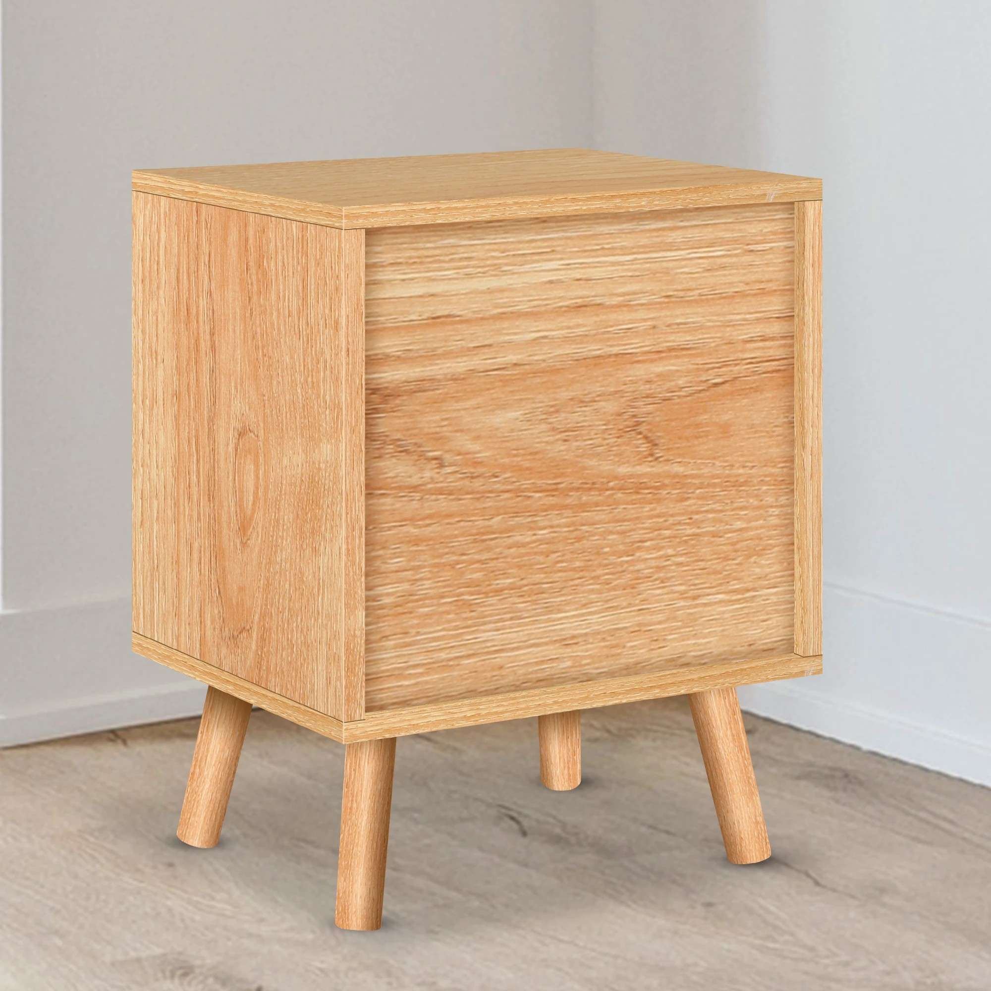 7 Alfordson Bedside Table Nightstand Side End Table 2 Storage Drawers - Oak, 7 of 10