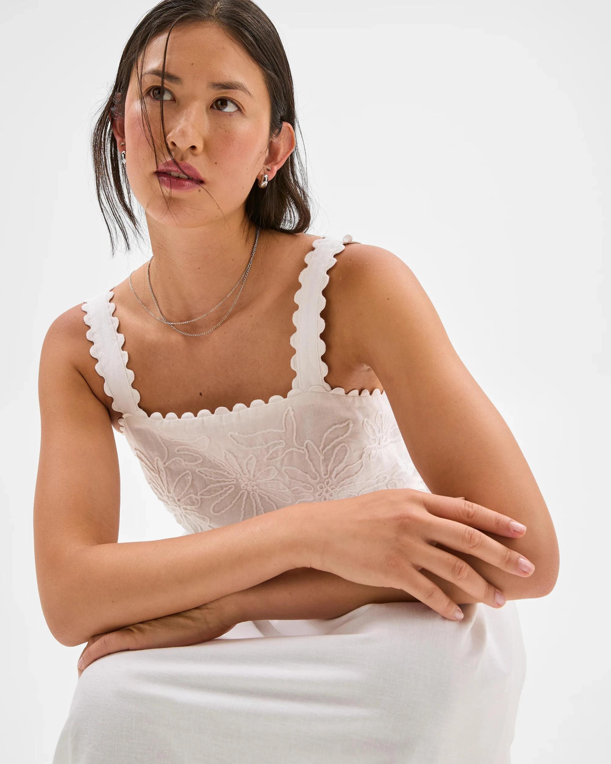 2 Target Woman Linen Blend Square Neck Maxi Dress WHITE, 2 of 9