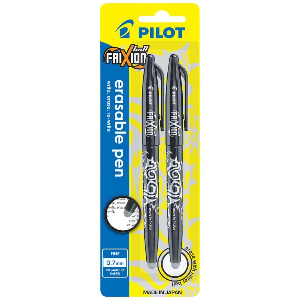 1 PILOT Frixion Ball Erasable Gel Pens 0.7mm Black 2 Pack, 1 of 5