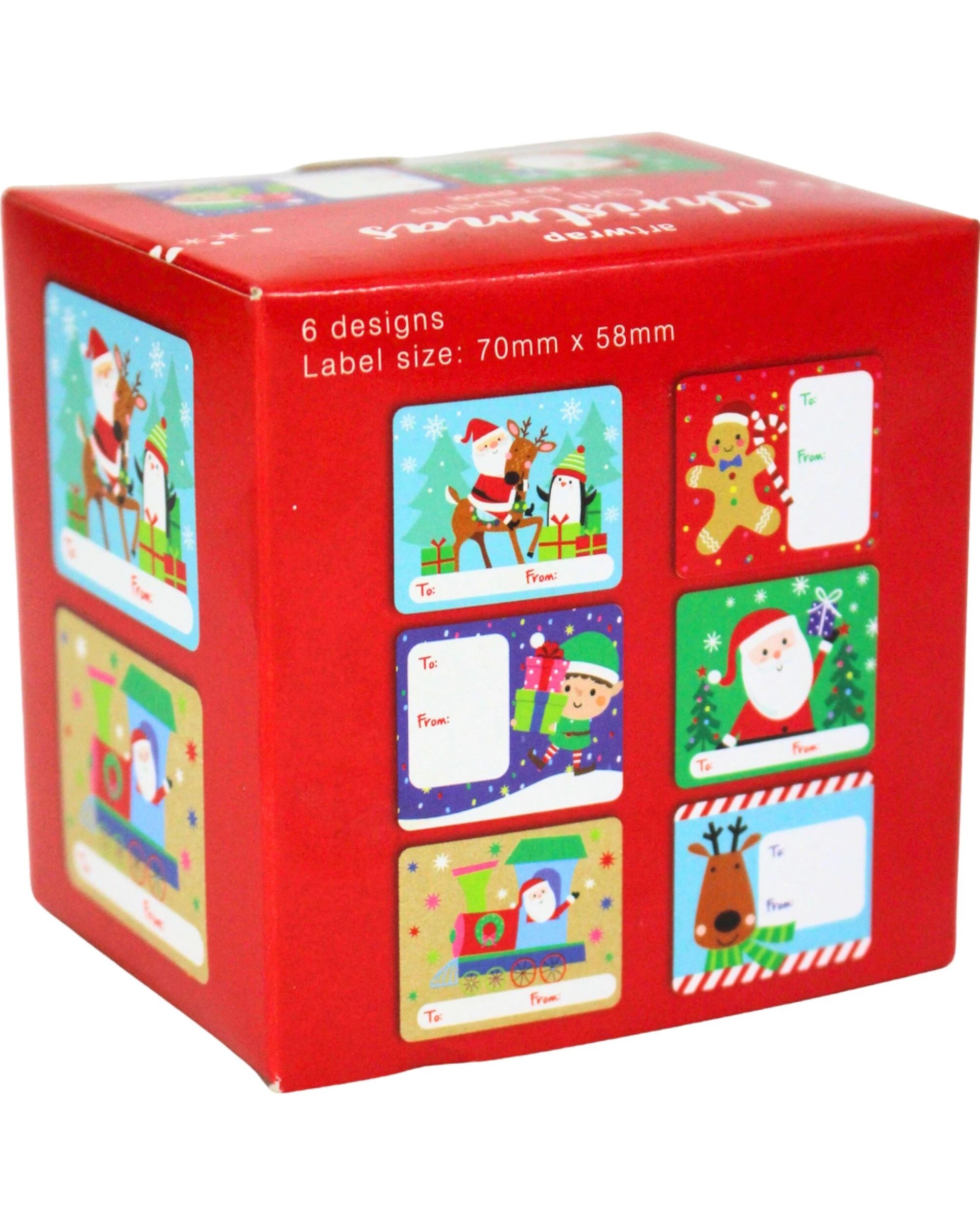 6 Artwrap Festive Christmas Gift Label Stickers Roll of 60 - Multi, 6 of 6