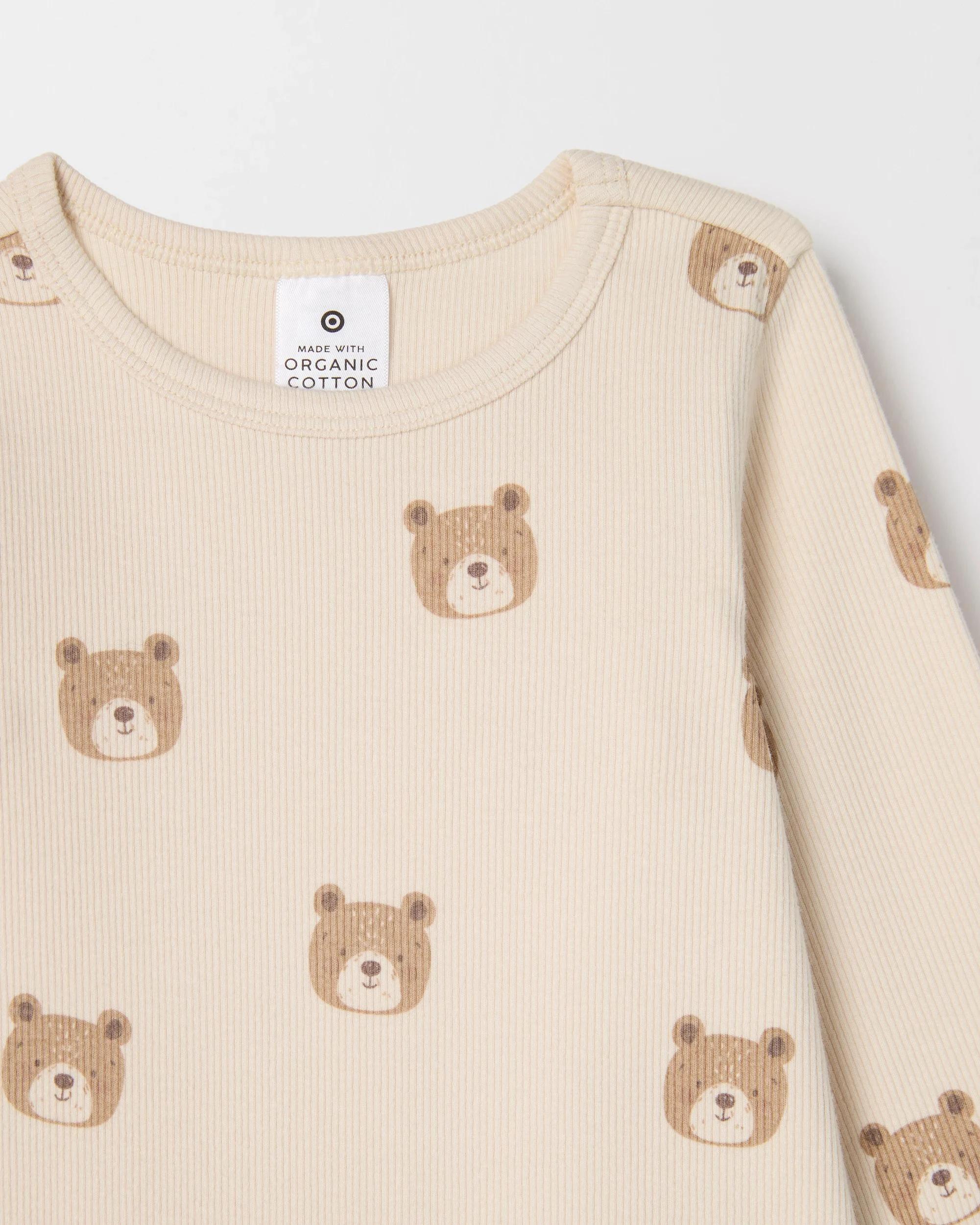 5 Target Baby Baby Organic Cotton 3 Pack Long Sleeve Rib Bodysuit BEARS CLOUD DANCER, 5 of 5