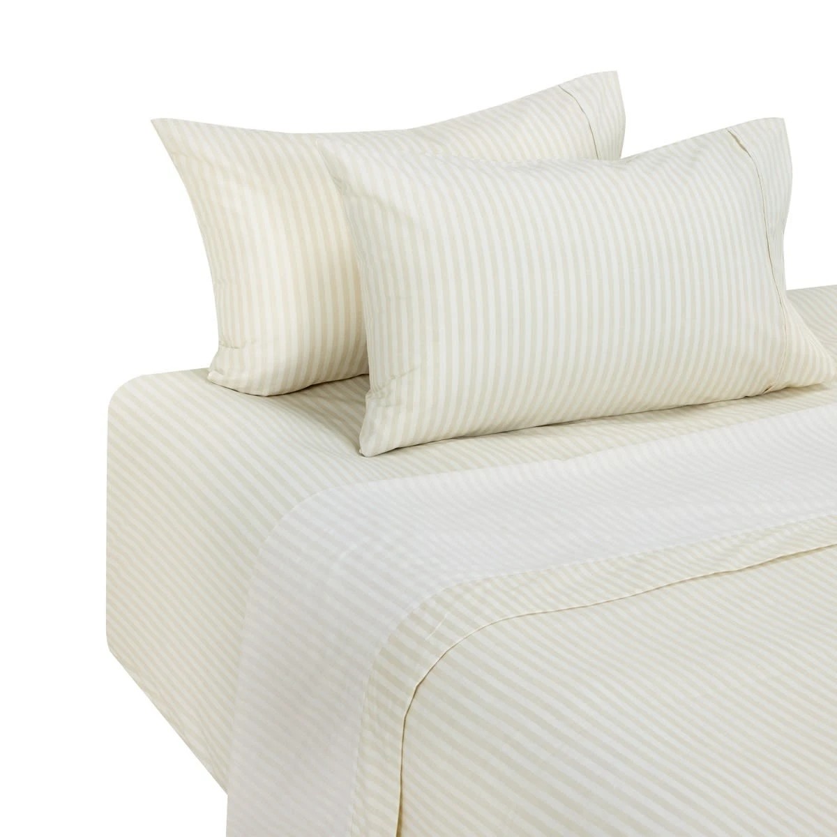 5 225 Thread Count Stripe Cotton Sheet Set - King Bed, Natural, 5 of 6