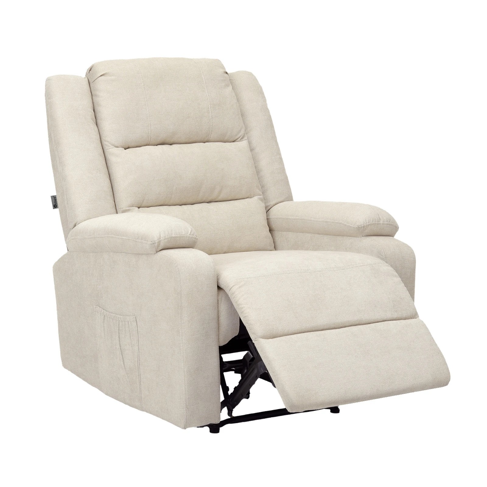 1 Oikiture Recliner Chair With Side Pocket Polyester
 - Beige, 1 of 7