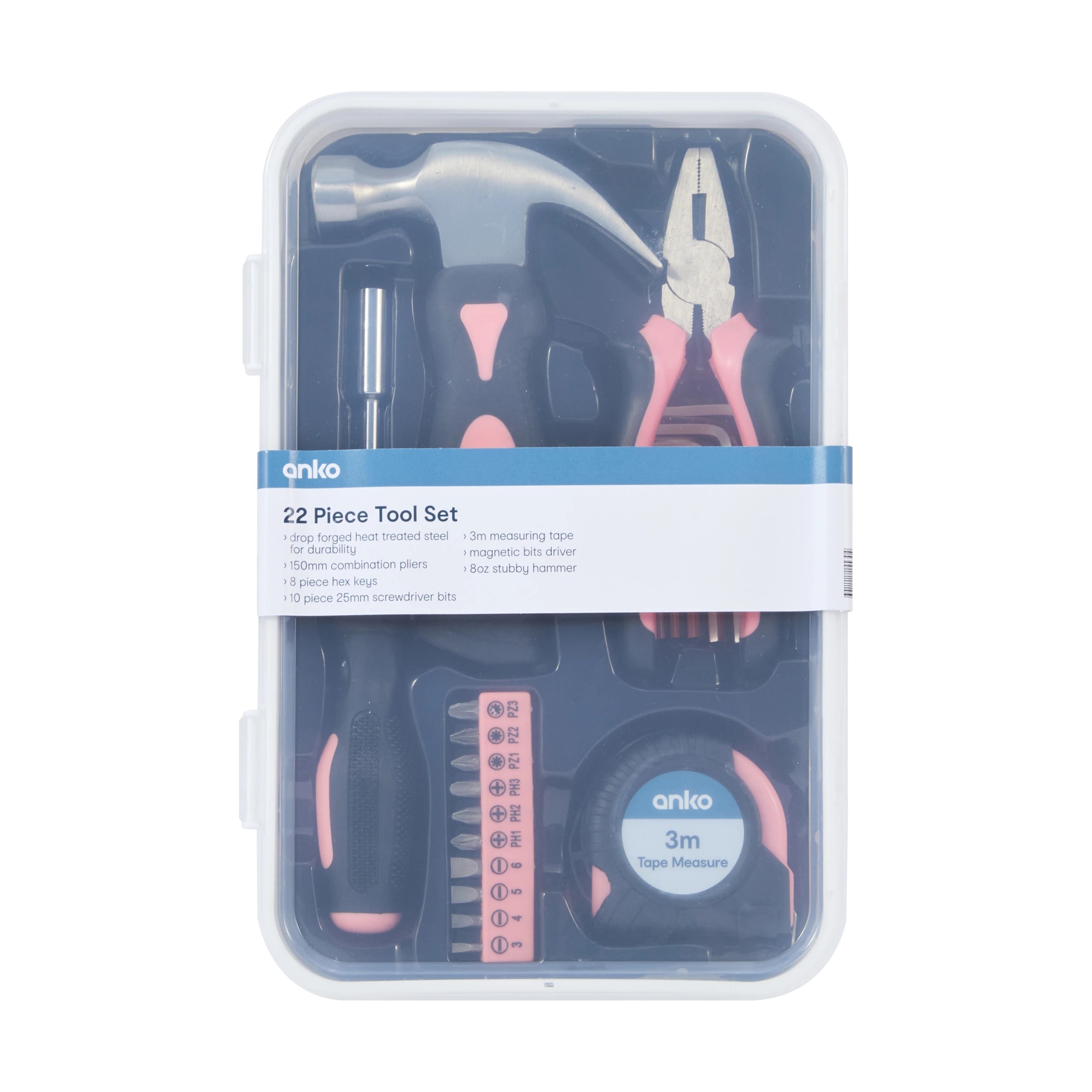 1 22 Piece Tool Set - Black and Pink, 1 of 6