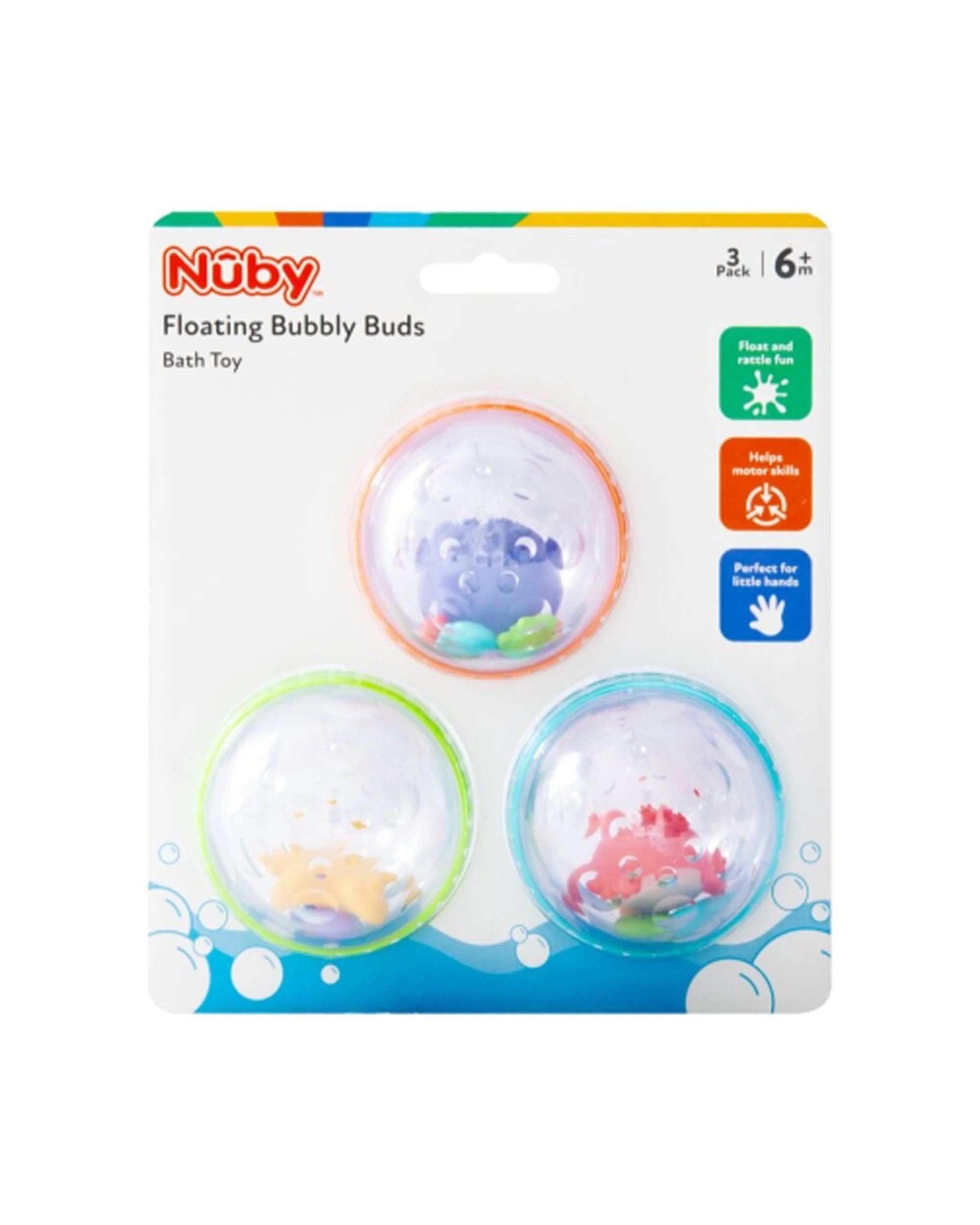 2 Nuby 2x 3pc Bubble Buddies Floating Bath Toys Sensory Play - Multi, 2 of 2