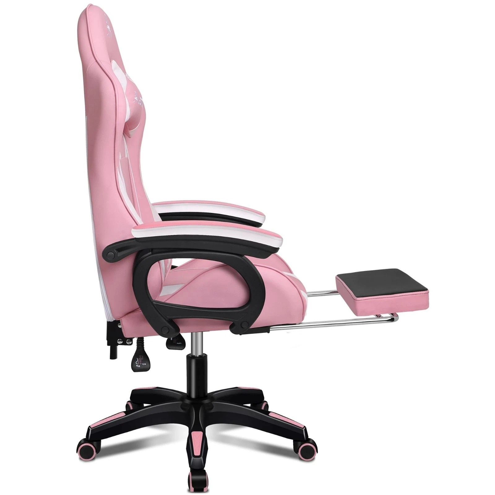 4 Alfordson Gaming Office Chair Massage Racing Computer Seat Footrest Leather - Pink, 4 of 10