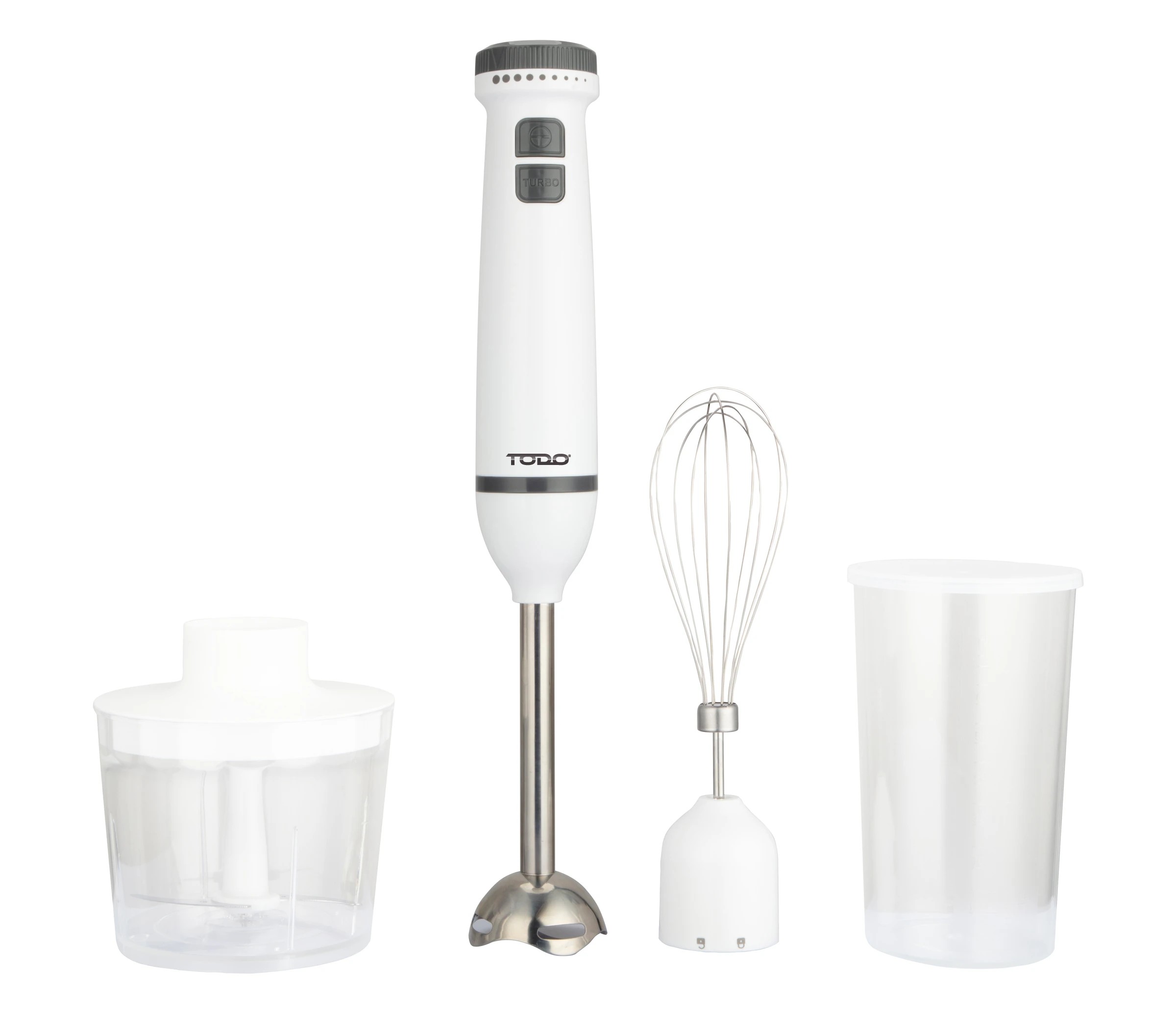 2 TODO Stick Mixer Set Food Chopper Electric Blender Whisk Handheld Beaker Jar Bowl - White, 2 of 5