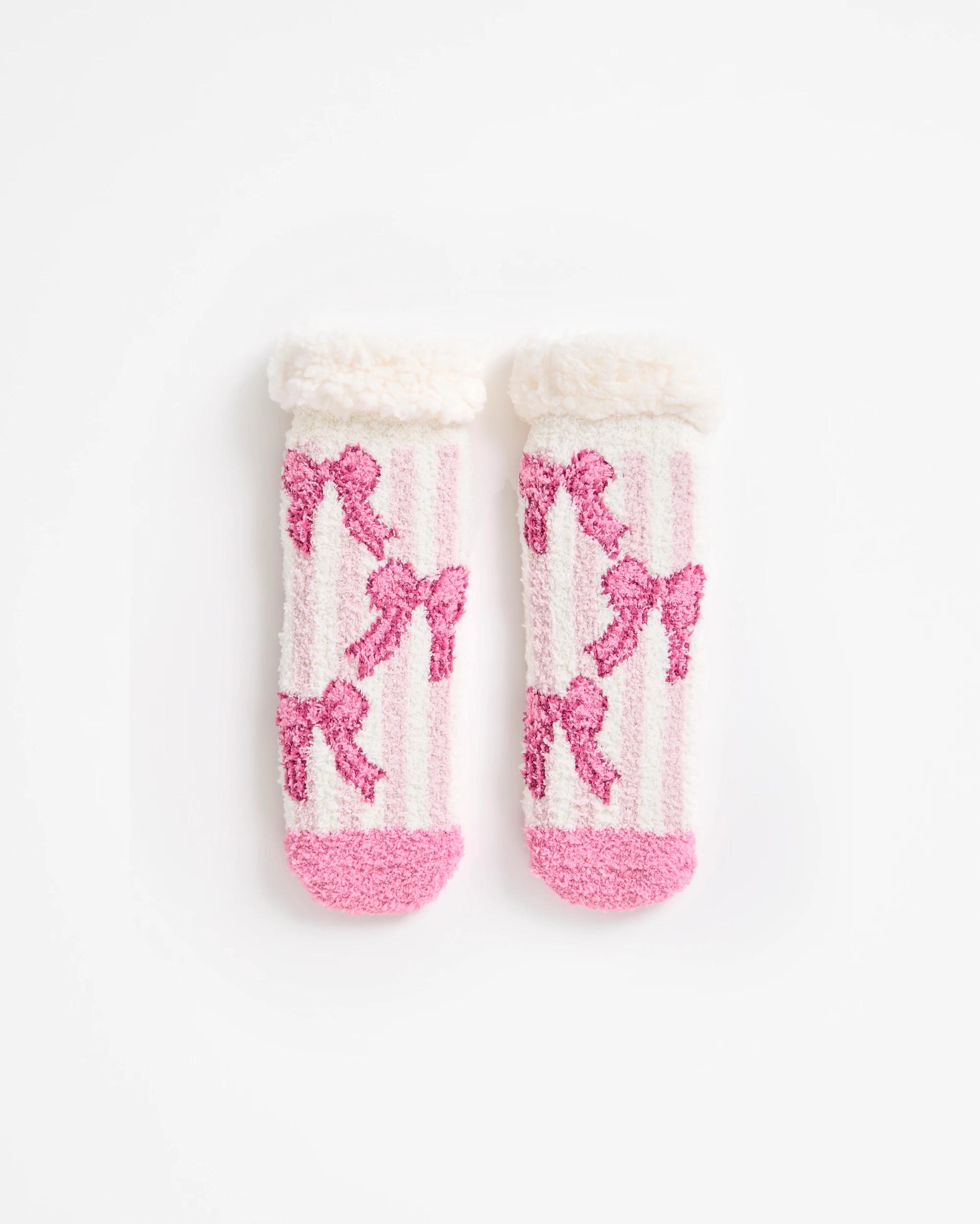 1 Maxx Girls Home Socks BOWS, 1 of 4