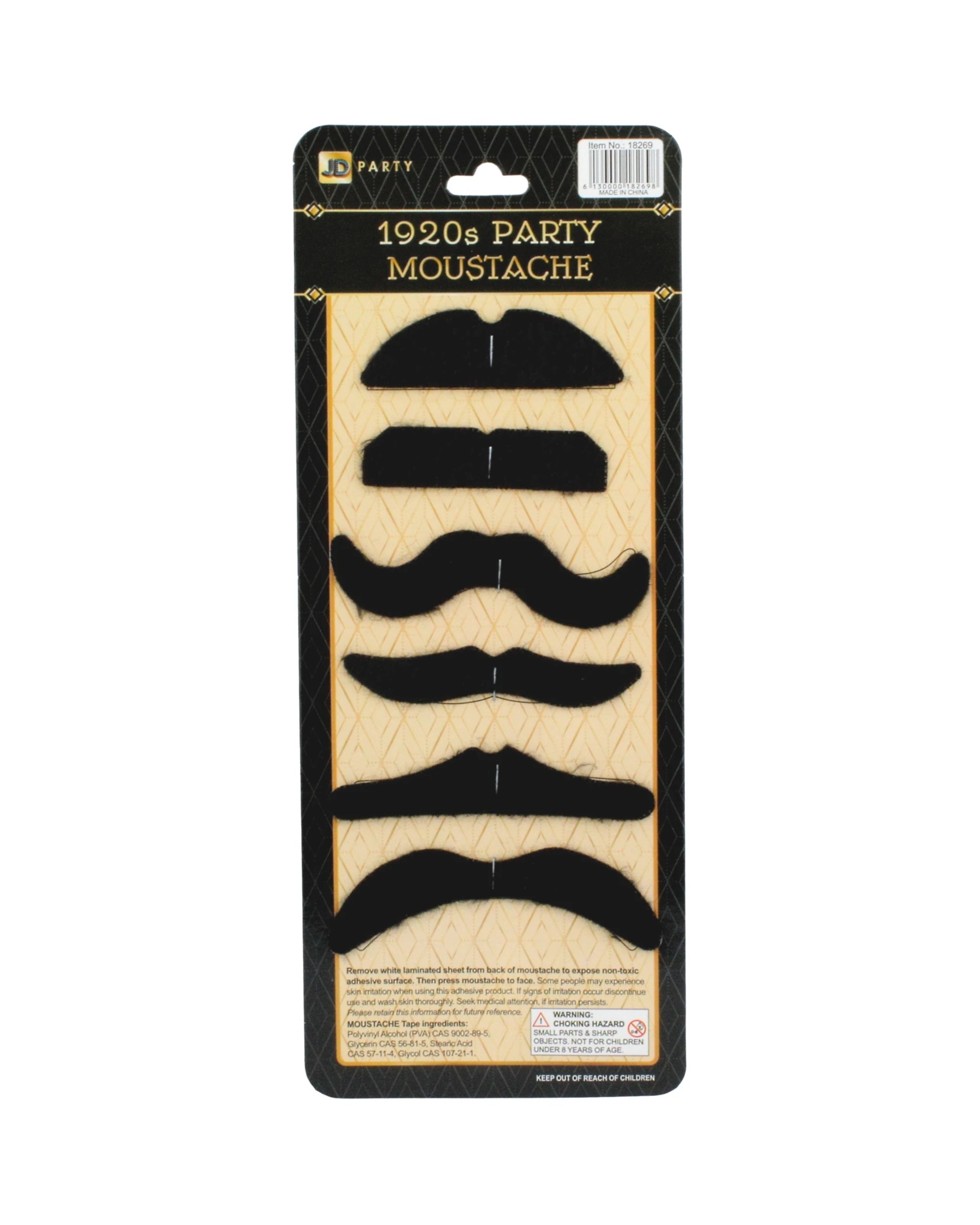 1 Partyrama Stick On Party Moustaches Pack of 6, 1 of 1