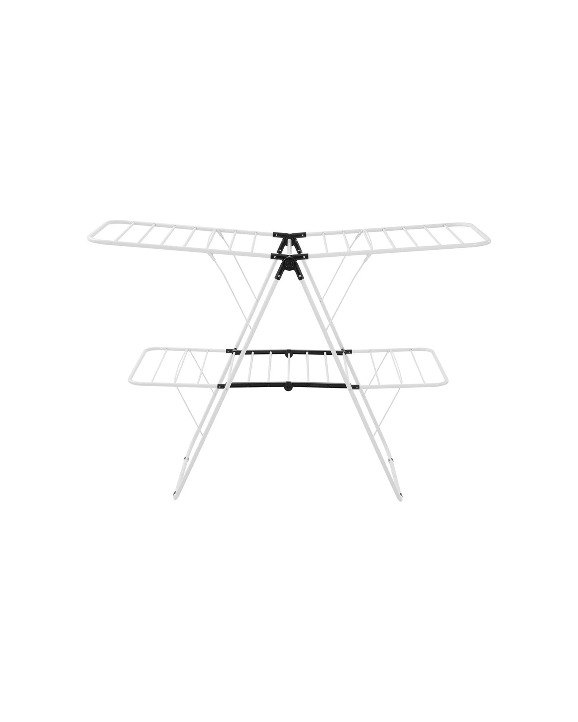 4 Boxsweden 2 Tier Foldable Flat Laundry Clothes Hanging Storage Airer 32 Rails
 - White, 4 of 5