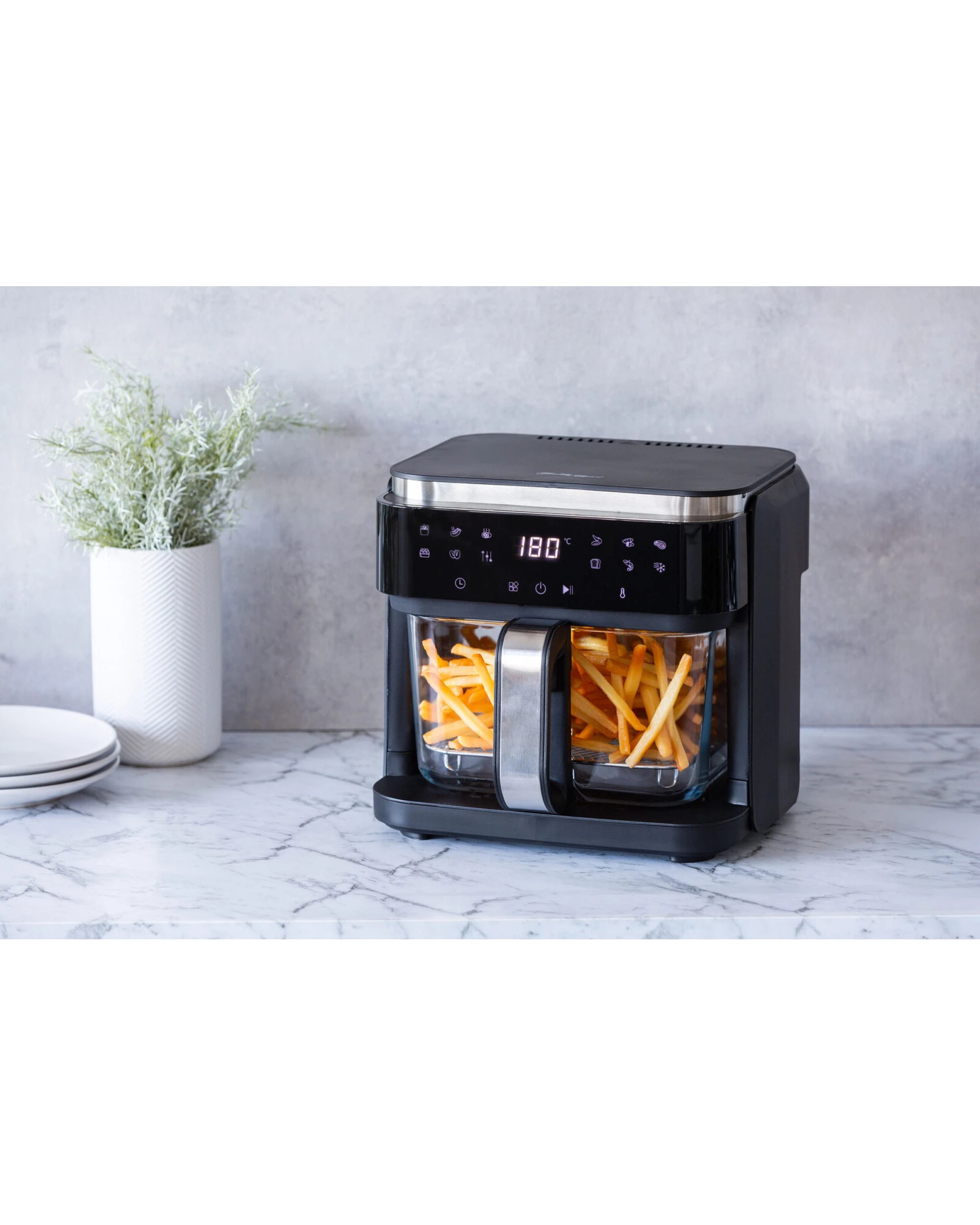 7 Healthy Choice 1200-1400W 6L Touch Controlled Digital Air Fryer with Glass Basket, 7 of 9