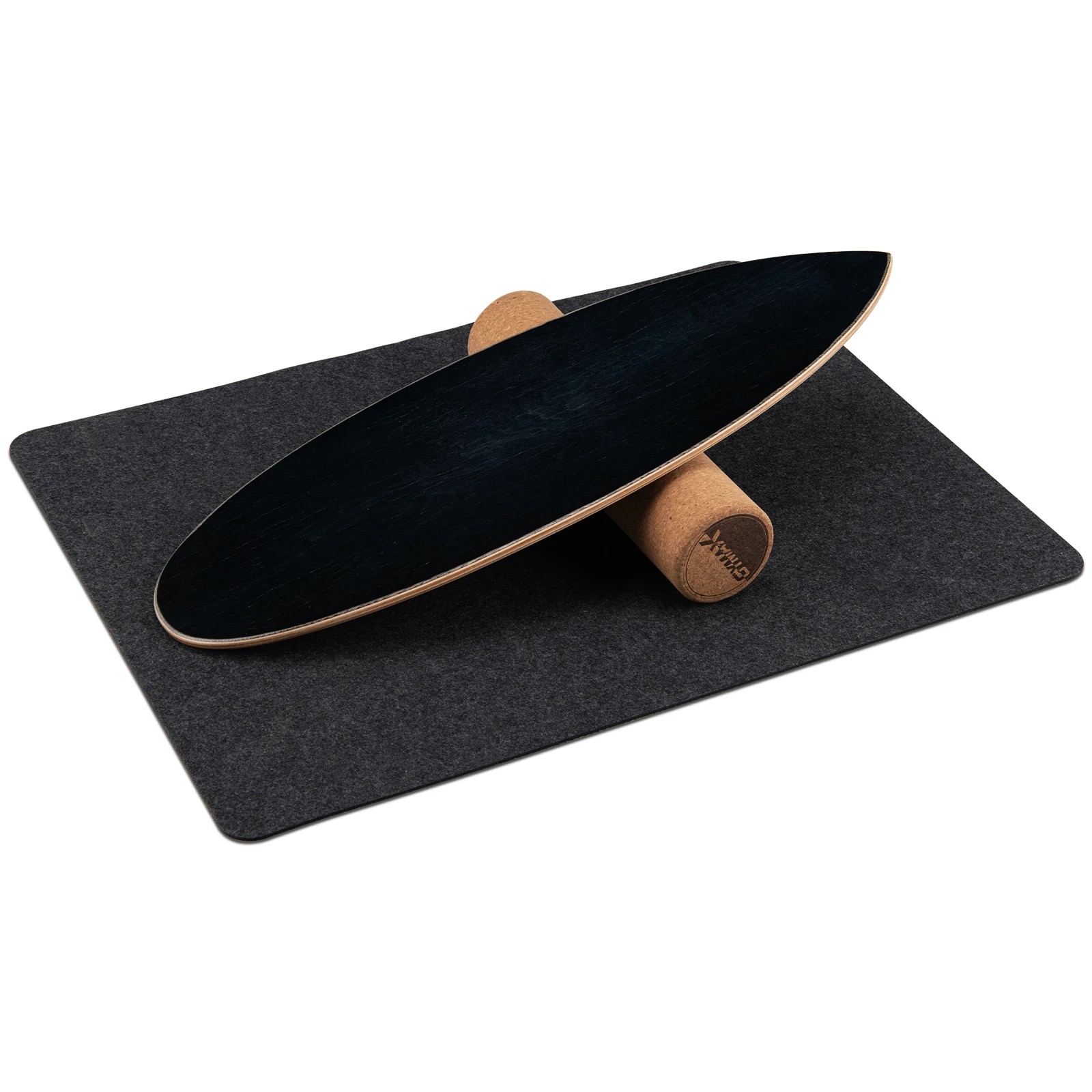 1 Costway Wood Balance Board Trainer Set Cork Wobble Roller Balance Exercise w/Felt Mat - Black, 1 of 1