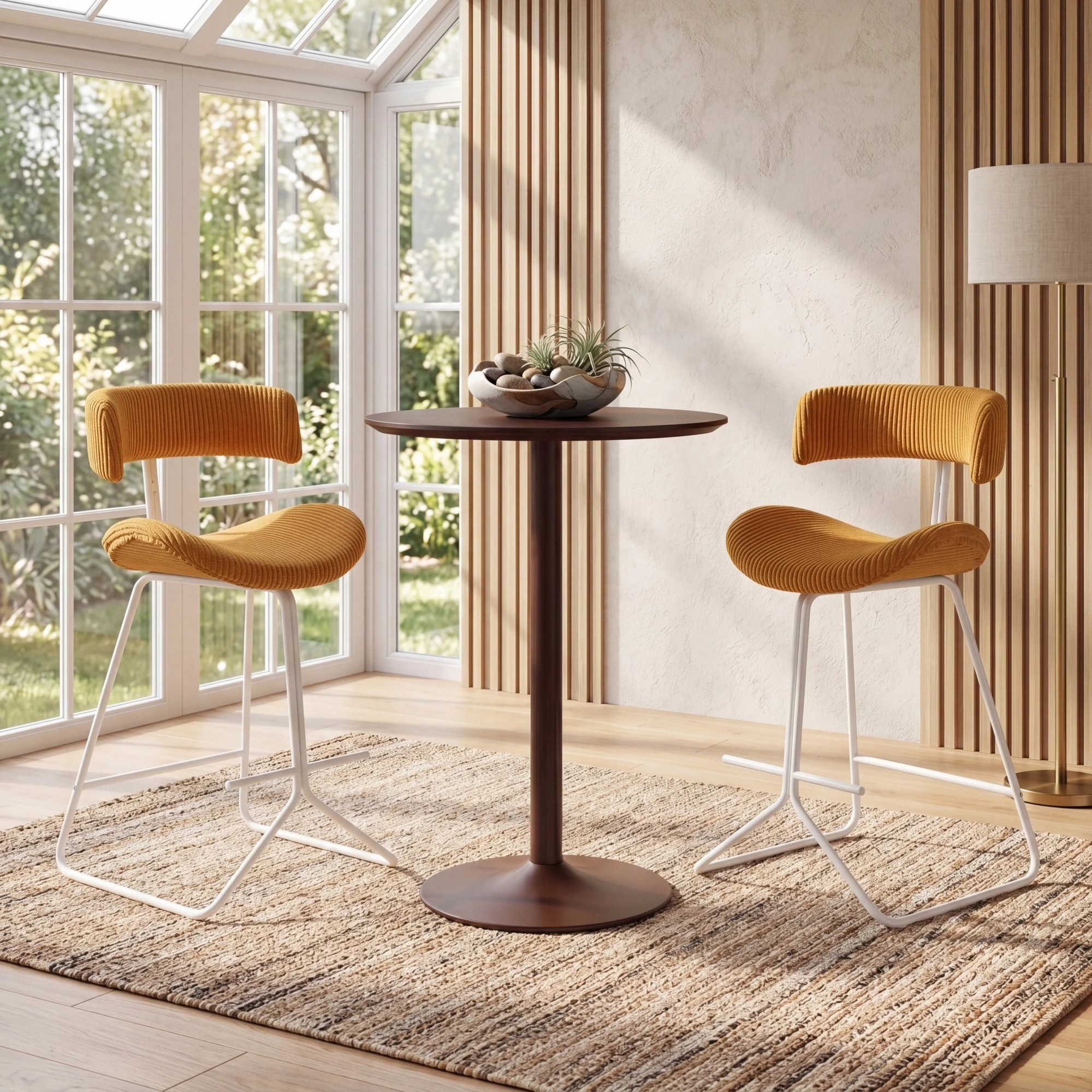 2 Costway 2x Counter Bar Stools Modern Kitchen Island Chair Barstool w/Padded Back & Seat - Orange, 2 of 4