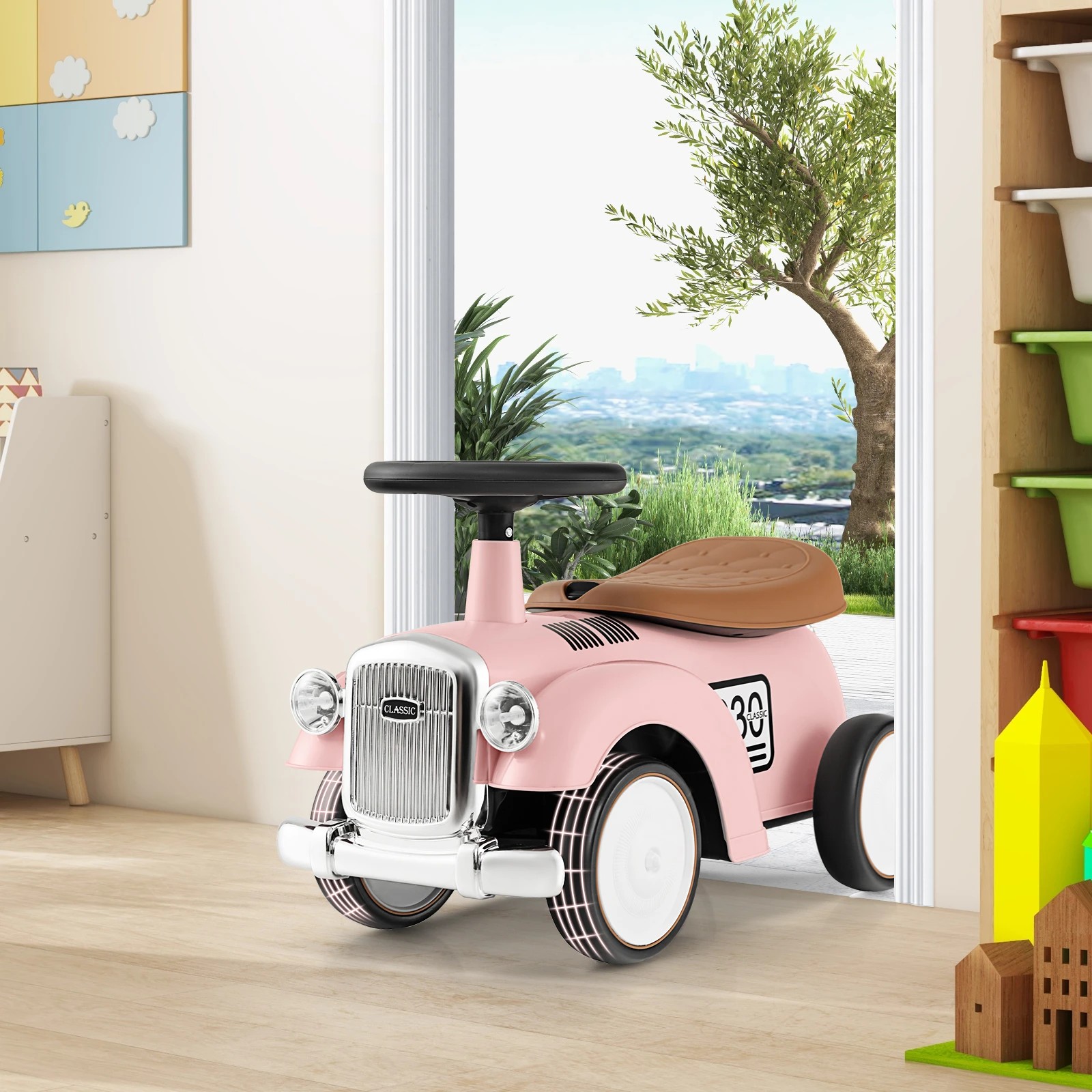 5 Costway Foot to Floor Kids Riding Car Toy Walker Vehicle - Pink, 5 of 5