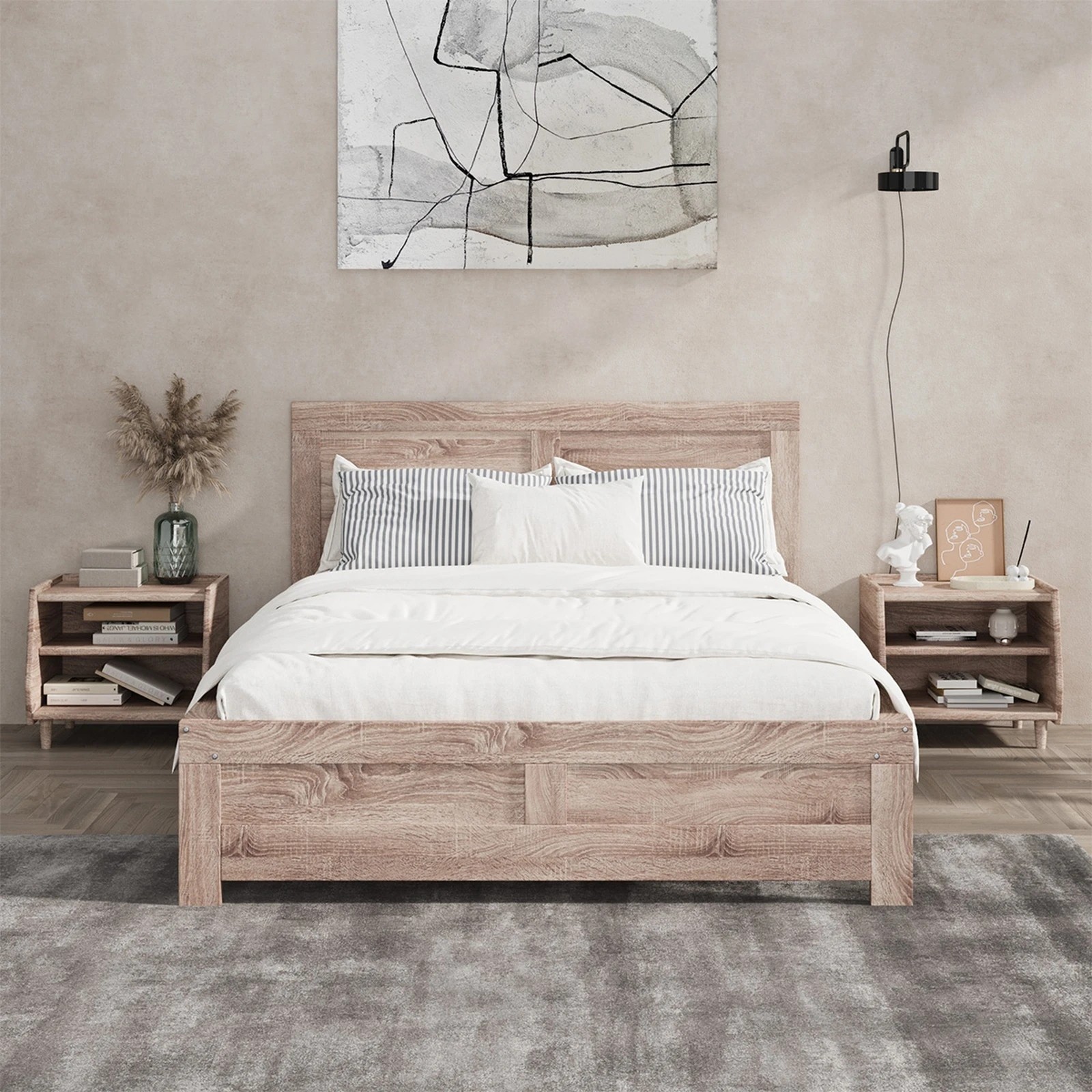 3 Oikiture Queen Bed Timber Bed Frame
 - Natural, 3 of 10