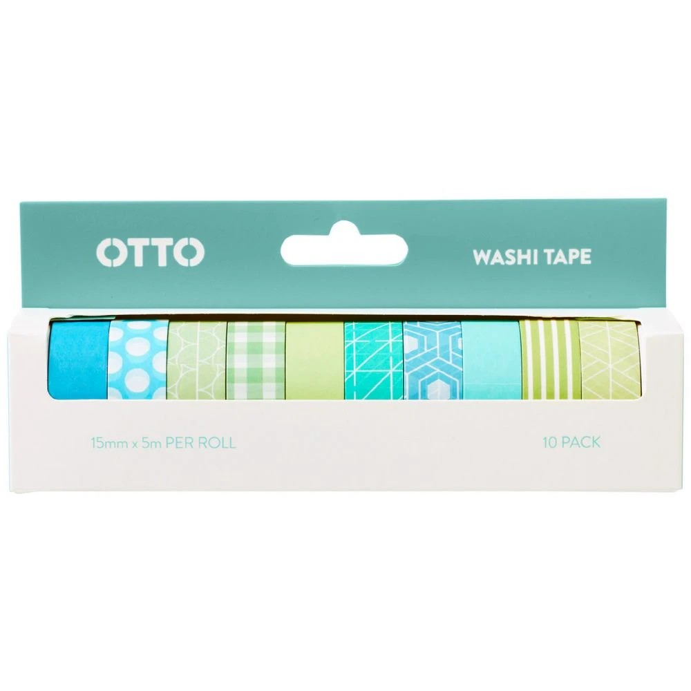 1 Otto Washi Tape Green and Blue 10 Pack, 1 of 3