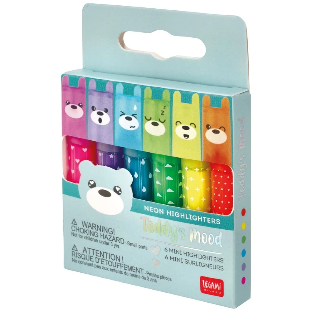 1 Legami Teddy's Mood Mini Highlighters 6 Pack, 1 of 7
