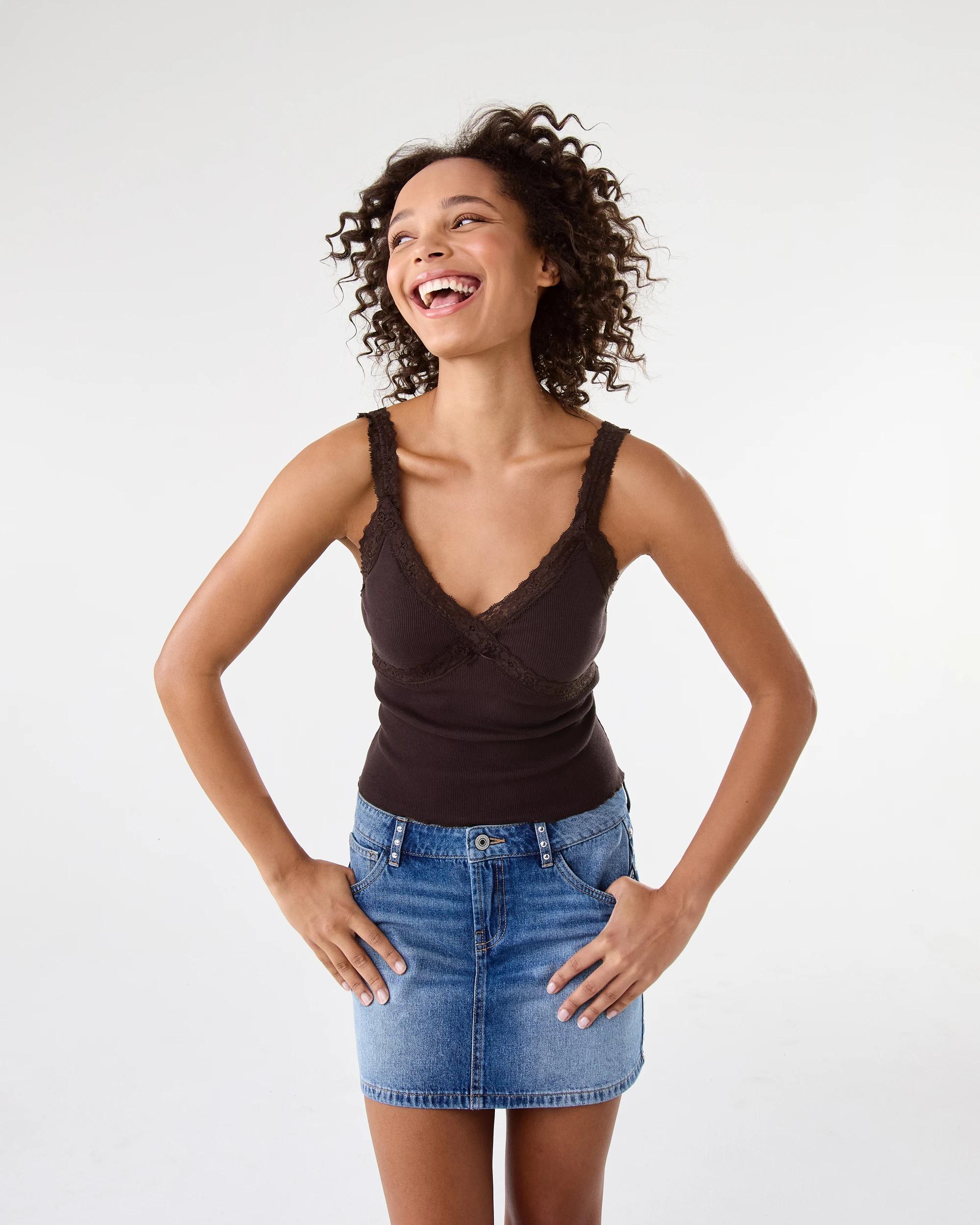 10 Sleeveless Lace Trim Cami Choc Plum, 10 of 10