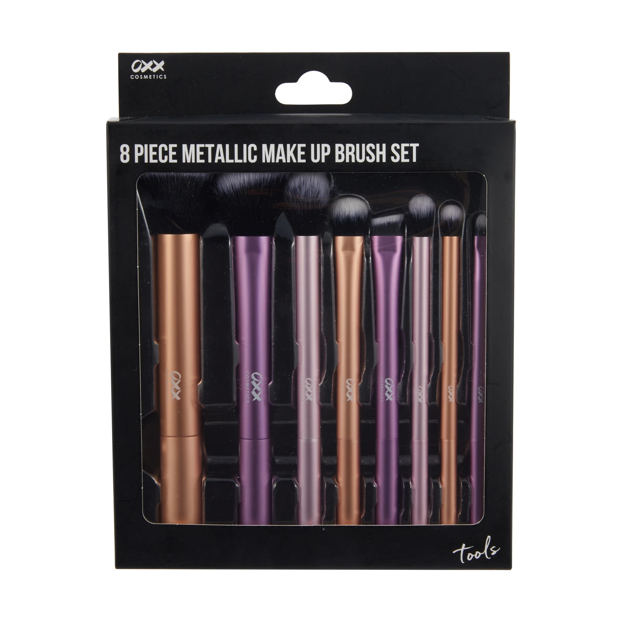 1 OXX Cosmetics 8 Piece Metallic Makeup Brush Set, 1 of 4