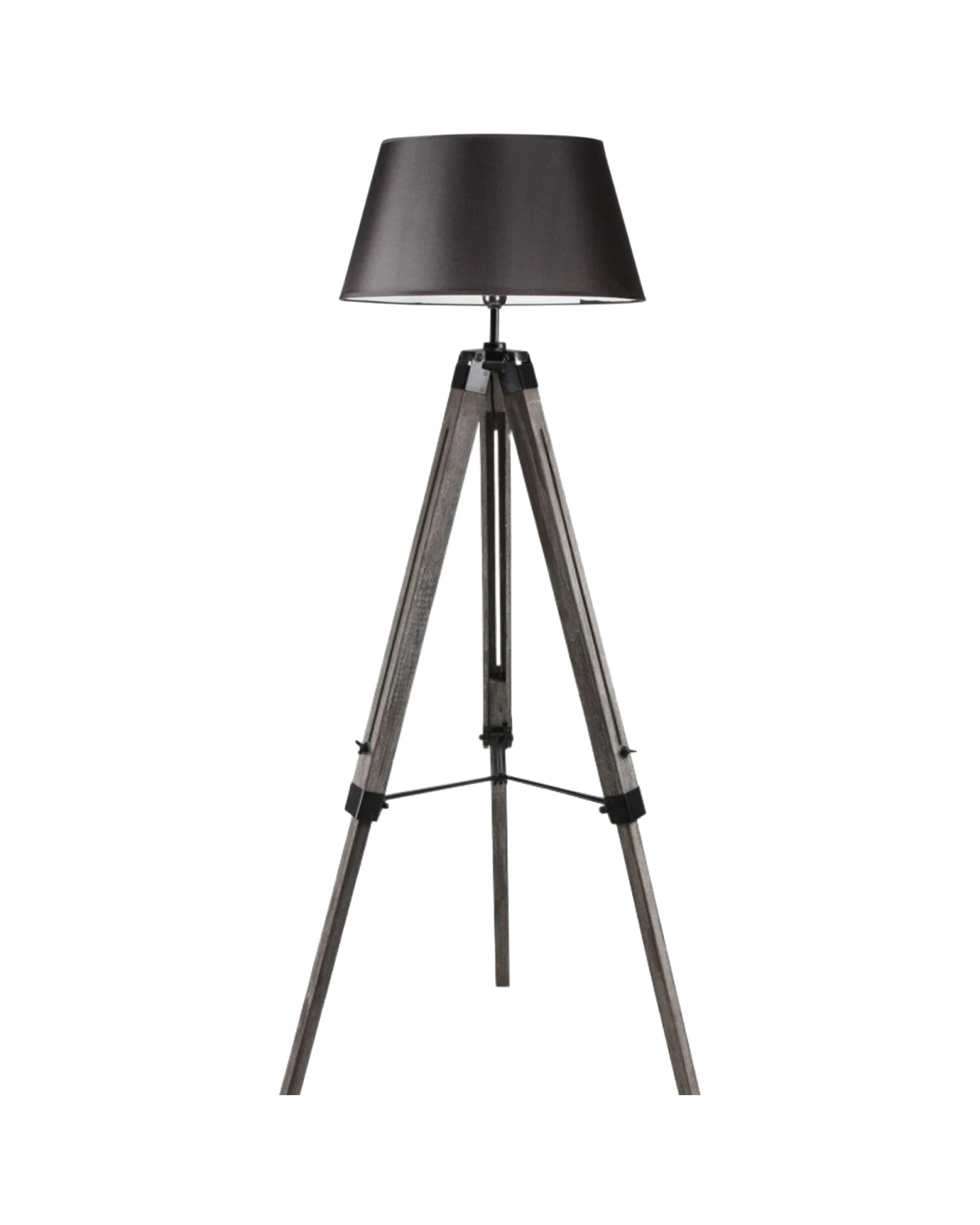 1 BR Home Tripod Floor Lamp with Linen Shade and Wooden Base, 1 of 10