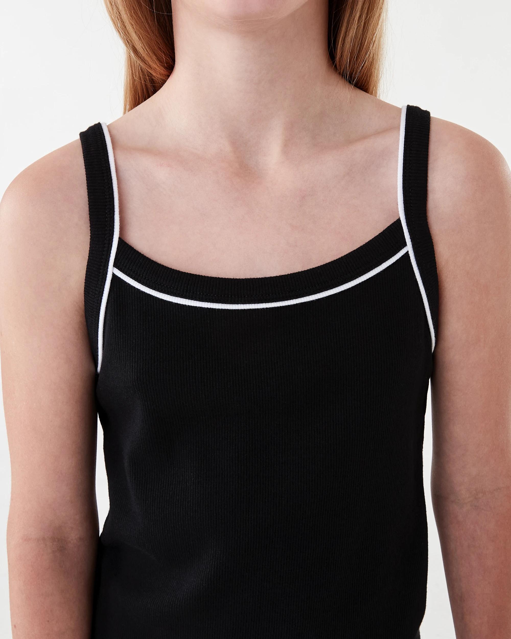 4 Rib Singlet Tank Top Black, 4 of 7